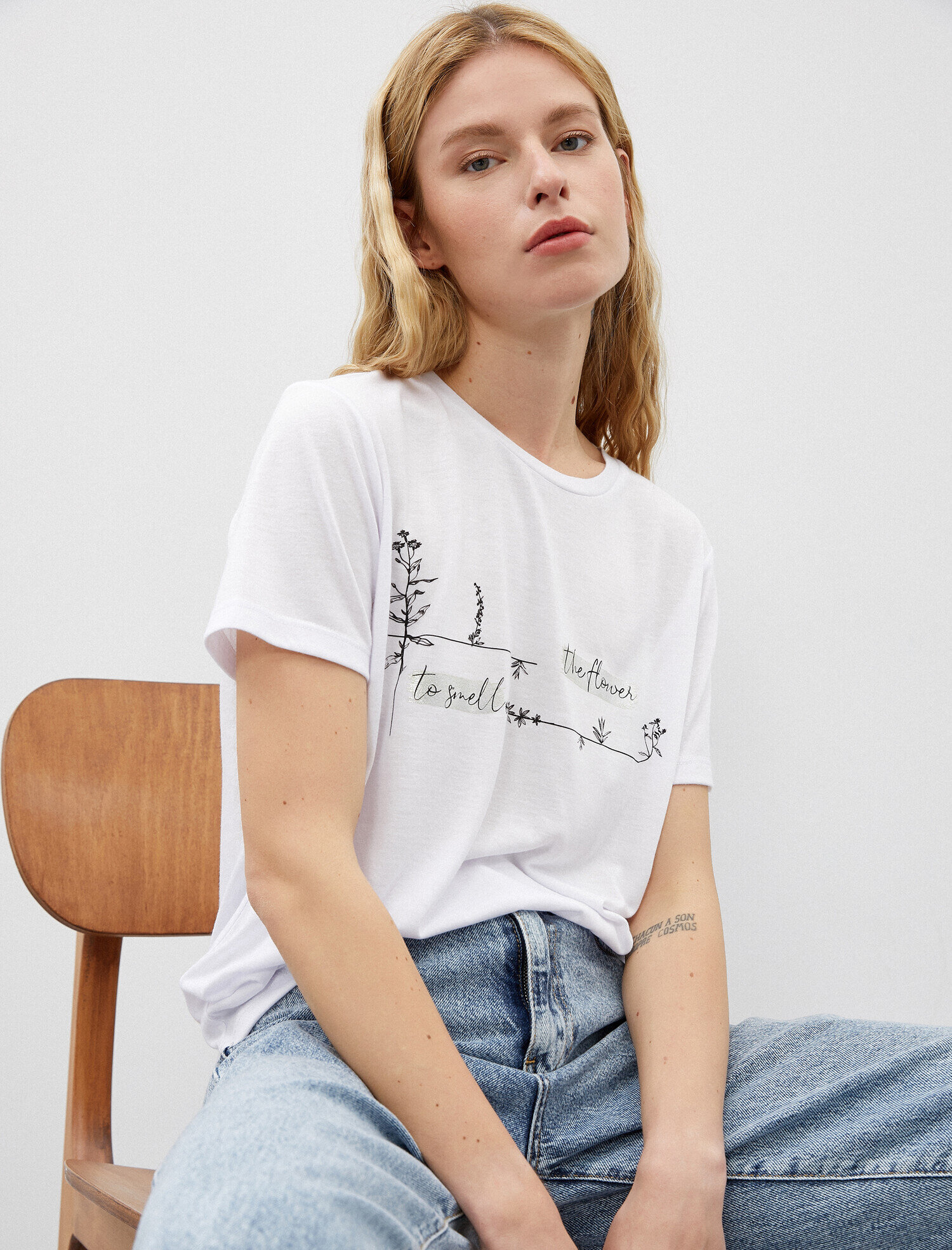   Baskılı Tişört Bisiklet Yaka