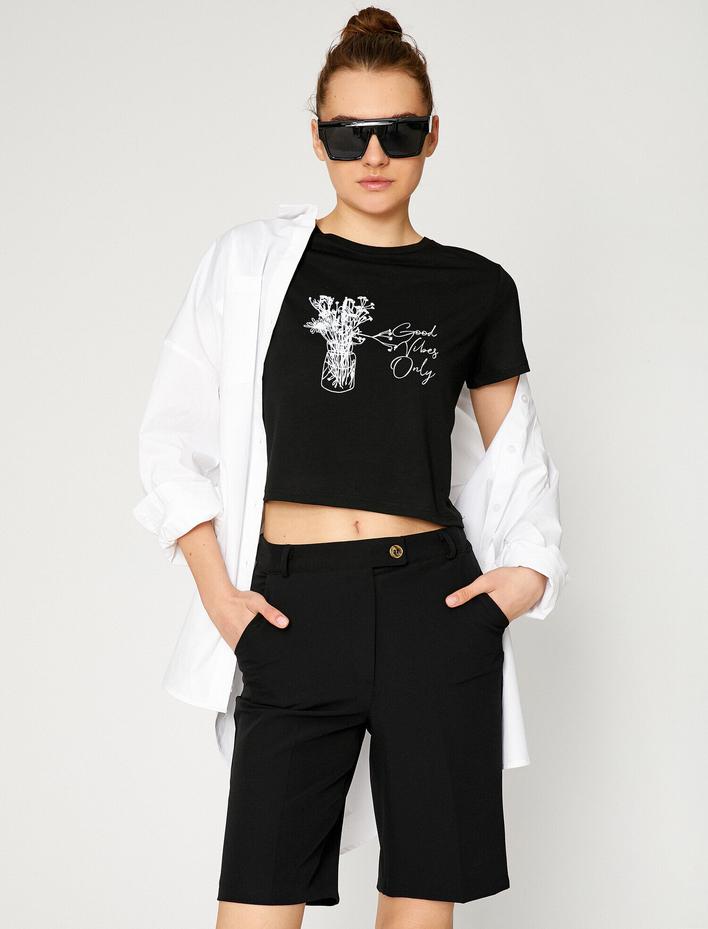  Yazılı Baskılı Tişört Bisiklet Yaka