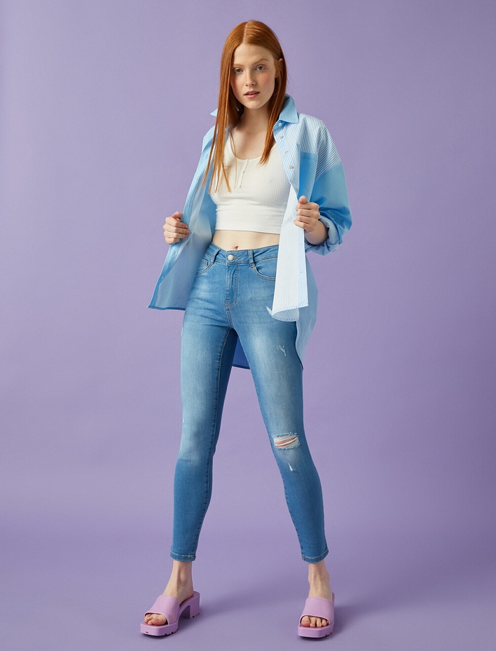  Skinny Fit Jean - Normal Bel Dar Kesim Dar Paça Pantolon