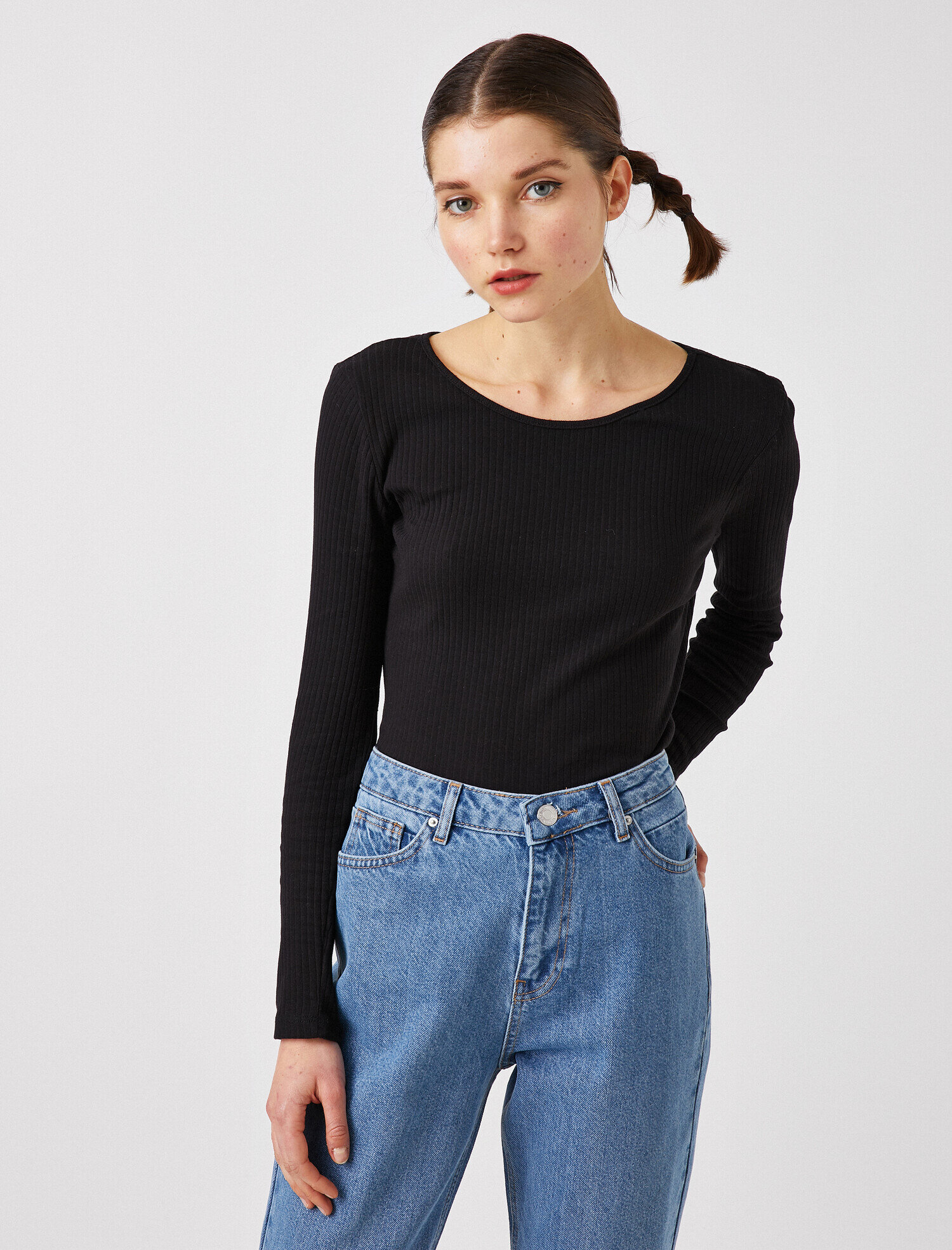   Bisiklet Yaka Uzun Kollu Tişört