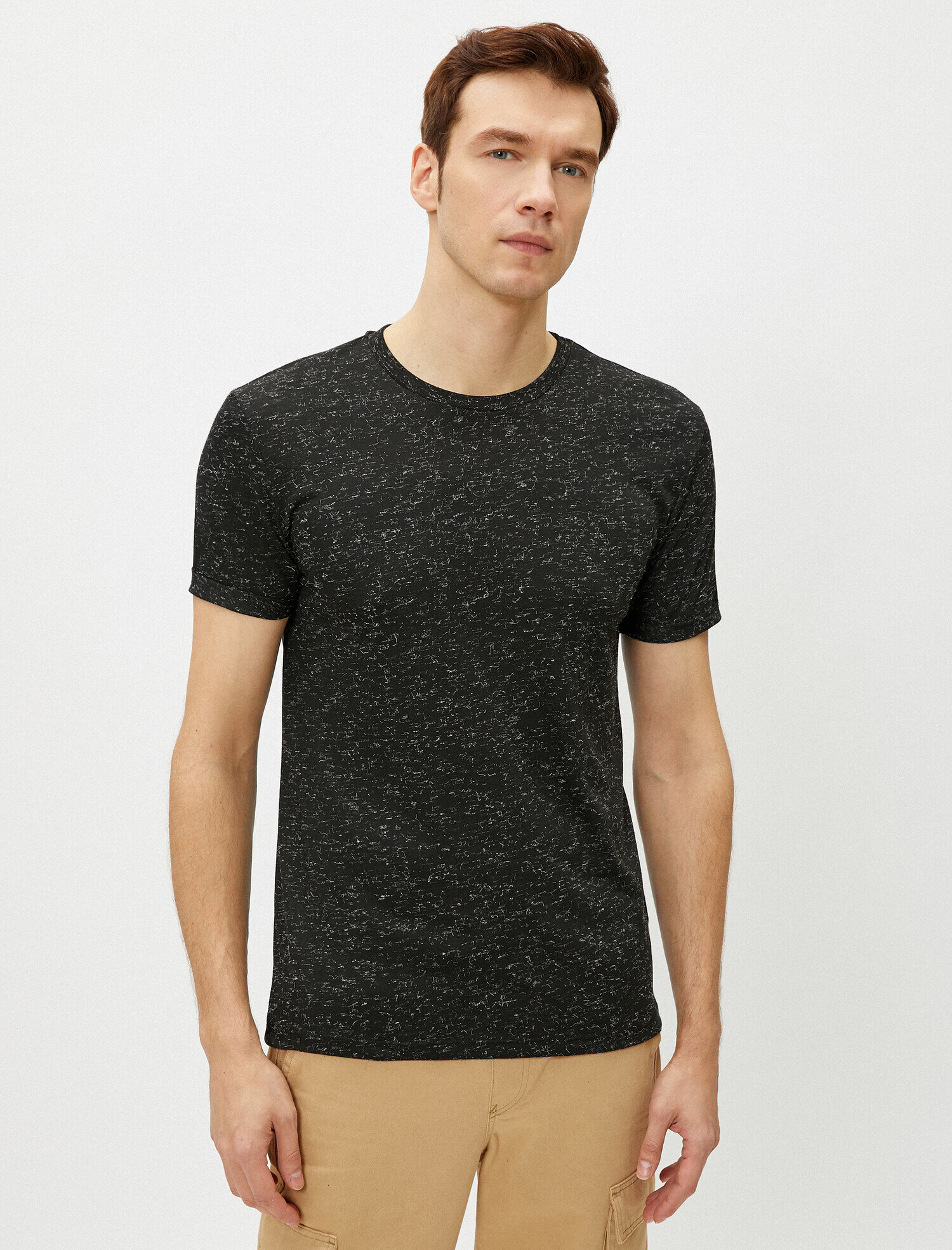   Slim Fit Tişört Basic Kısa Kollu Bisiklet Yaka