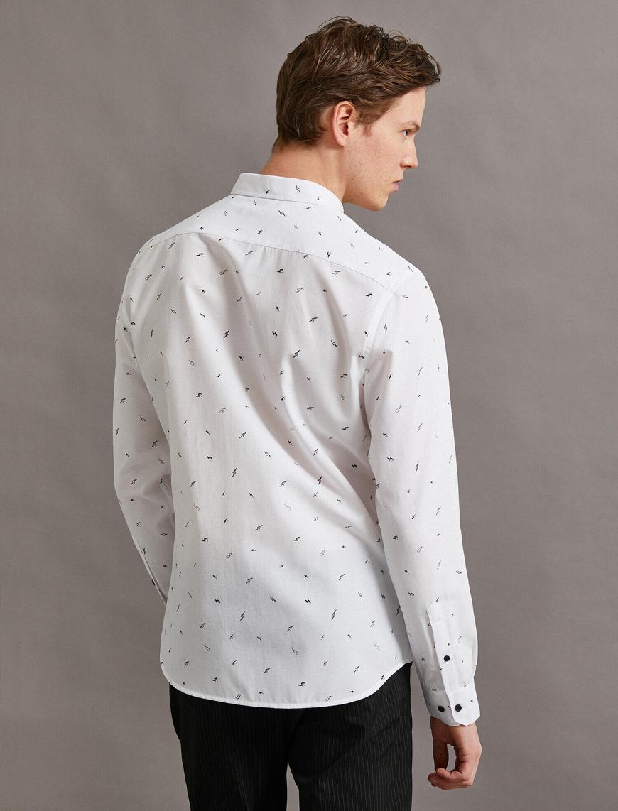   Baskılı Gömlek Slim Fit Pamuklu
