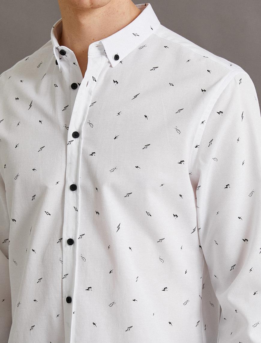   Baskılı Gömlek Slim Fit Pamuklu
