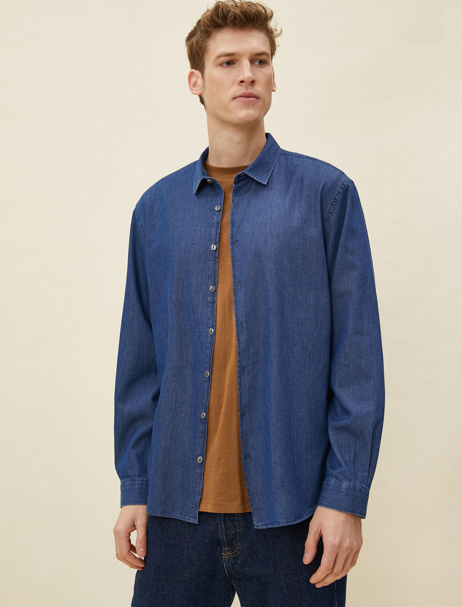   Slim Fit Pamuklu Klasik Yaka Uzun Kollu Gömlek