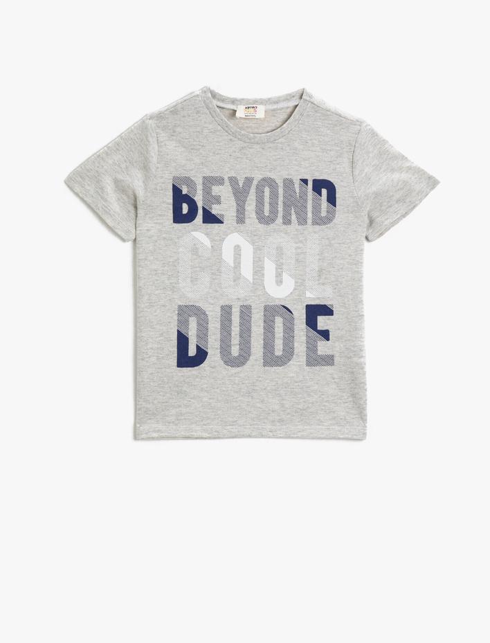 Erkek Çocuk Yazılı Tişört Pamuklu Kısa Kollu Bisiklet Yaka