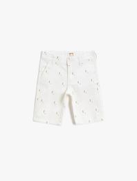 Desenli Şort Pamuklu