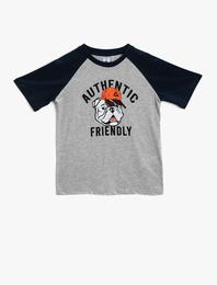 Baskılı Tişört Bisiklet Yaka Pamuklu