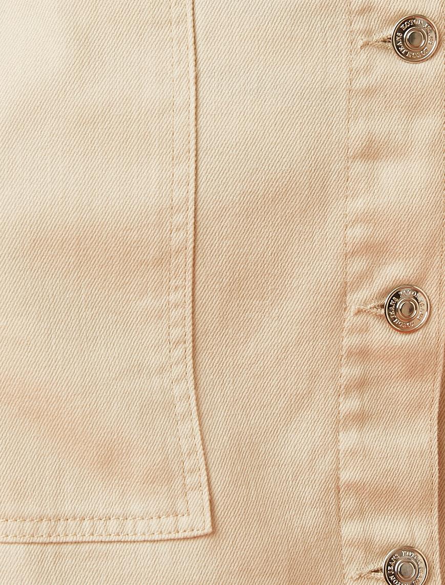   Cepli Düğme Detaylı Kot Elbise