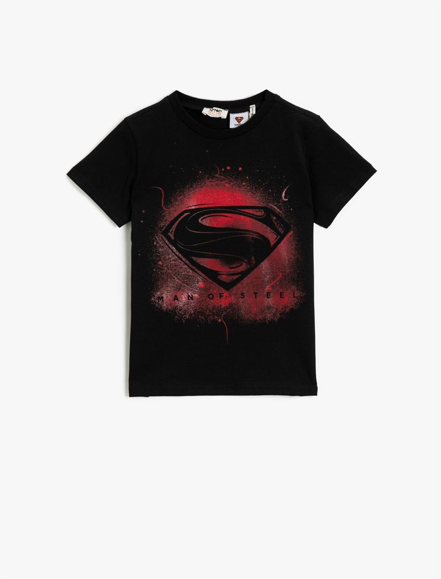  Erkek Çocuk Superman Tişört Lisanslı Baskılı Pamuklu Kısa Kollu