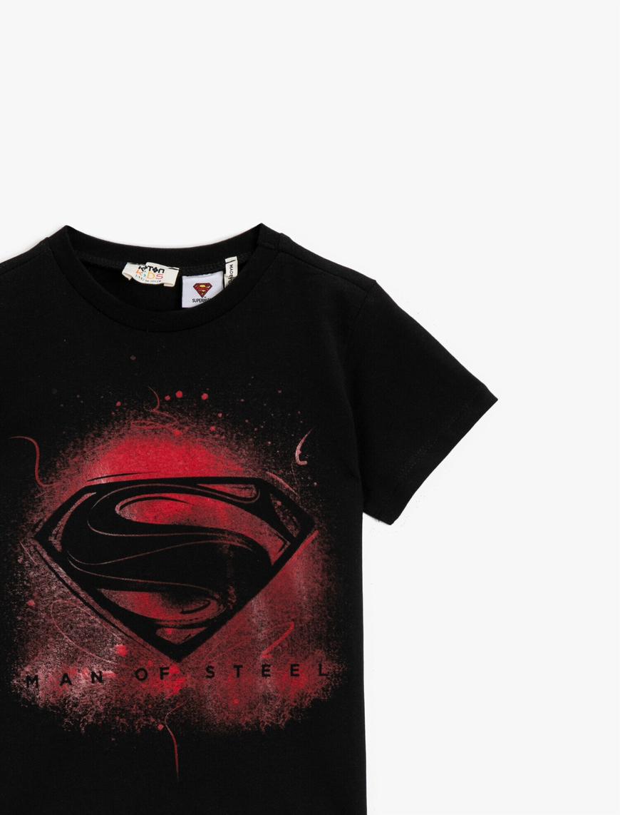  Erkek Çocuk Superman Tişört Lisanslı Baskılı Pamuklu Kısa Kollu