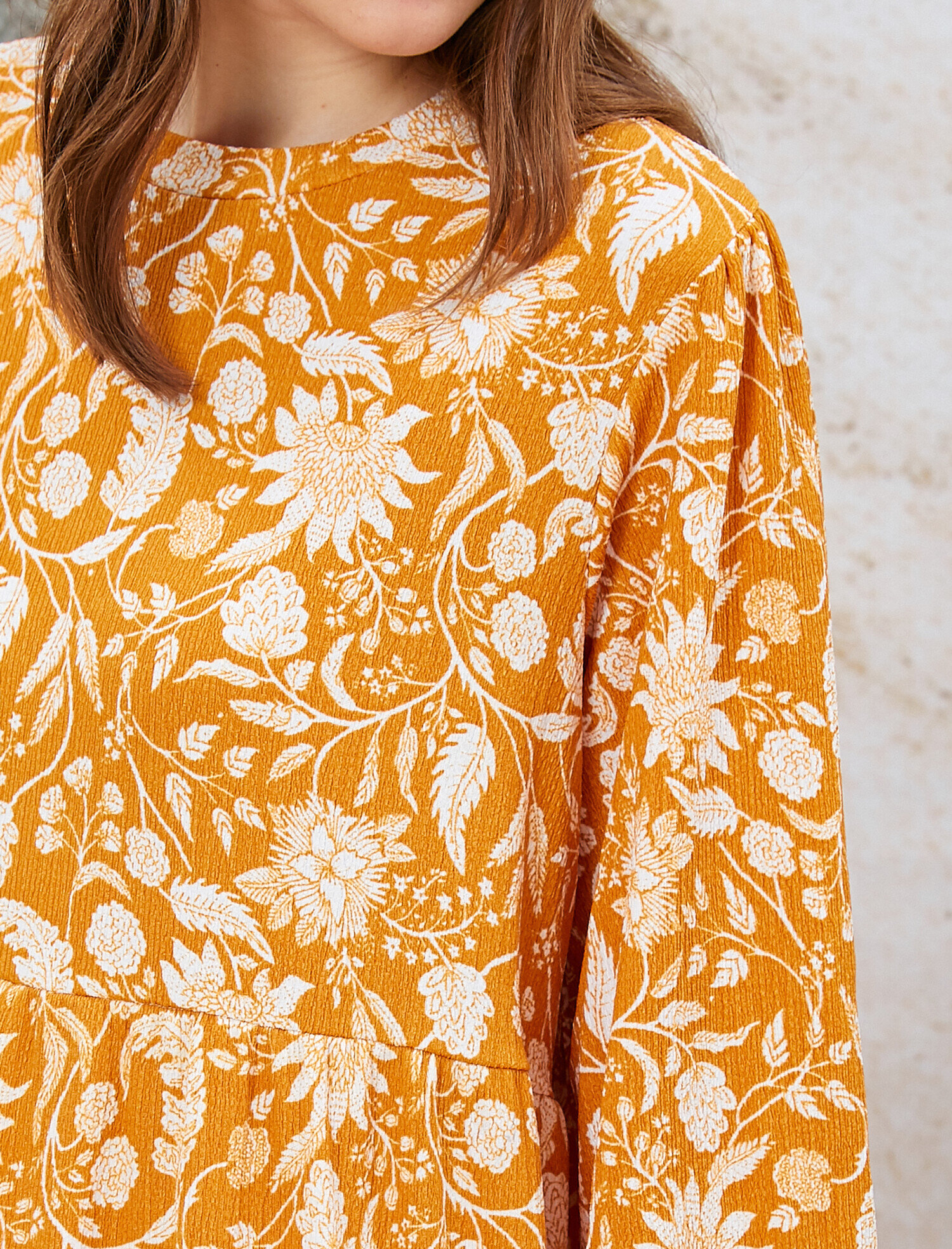   Çiçekli Yazlık Elbise Uzun Kollu Uzun