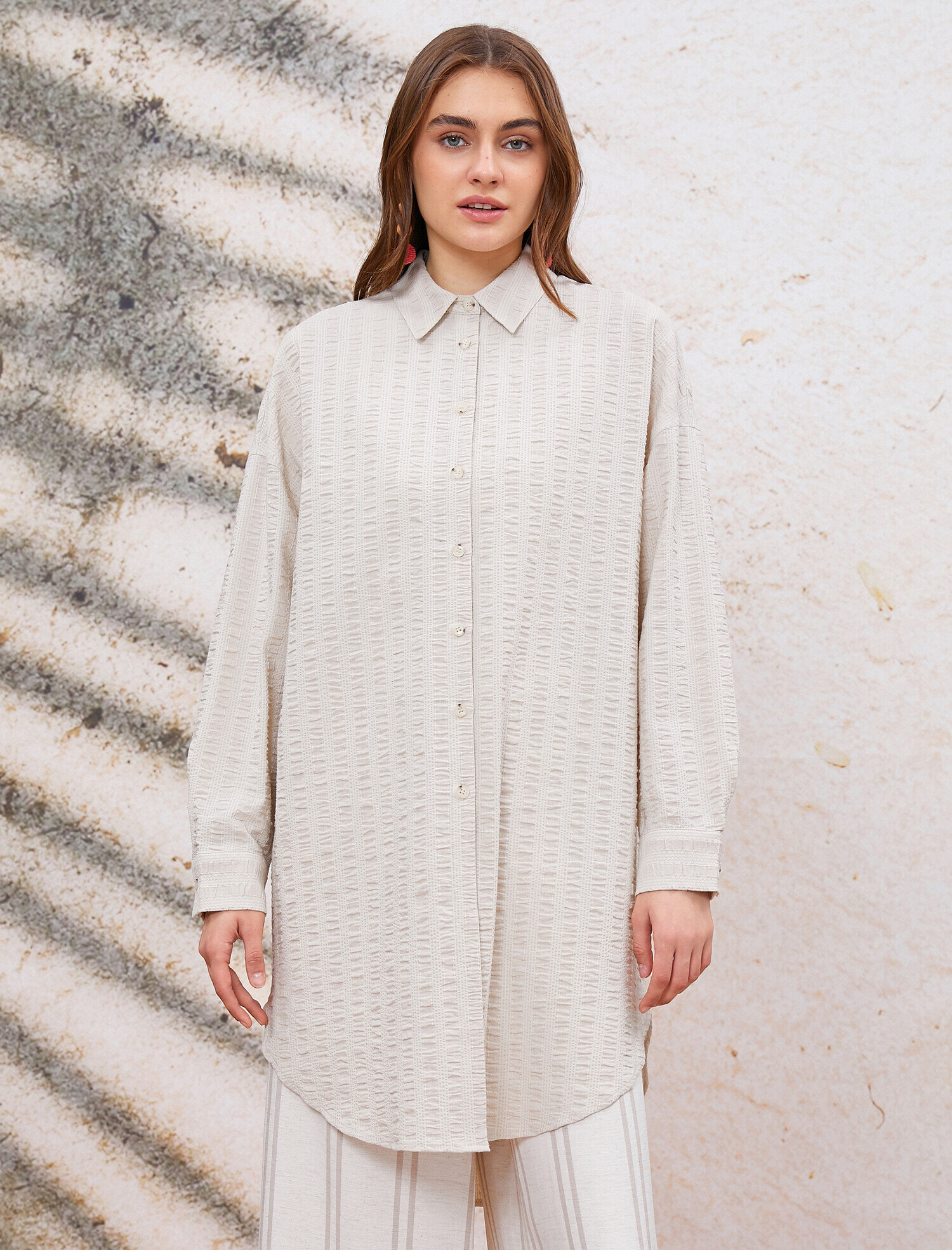   Gömlek Yaka Tunik Pamuklu