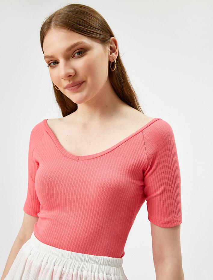  Crop Tişört Kısa Kollu Pamuklu