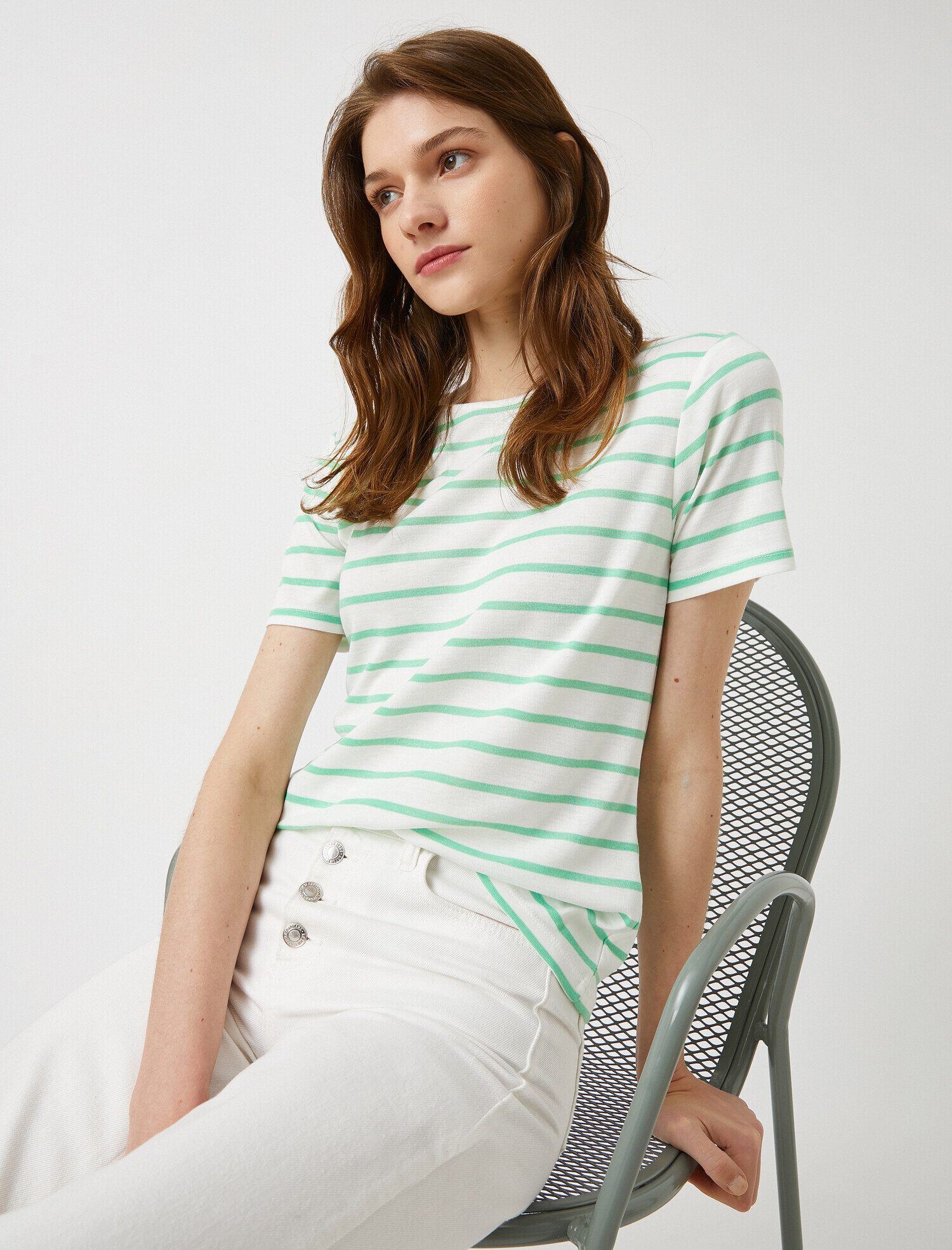   Çizgili Tişört Kısa Kollu