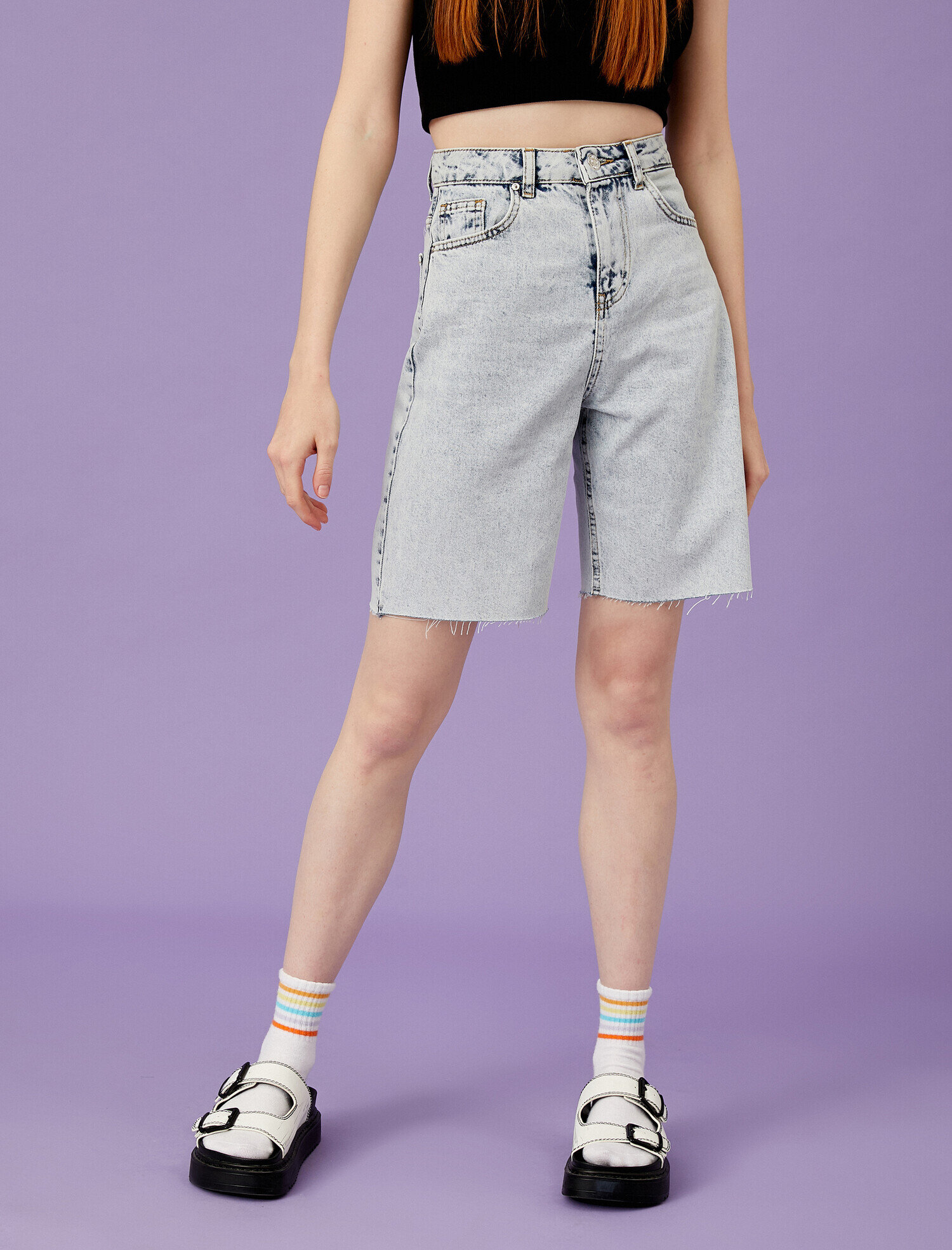   Yüksek Bel Kot Şort