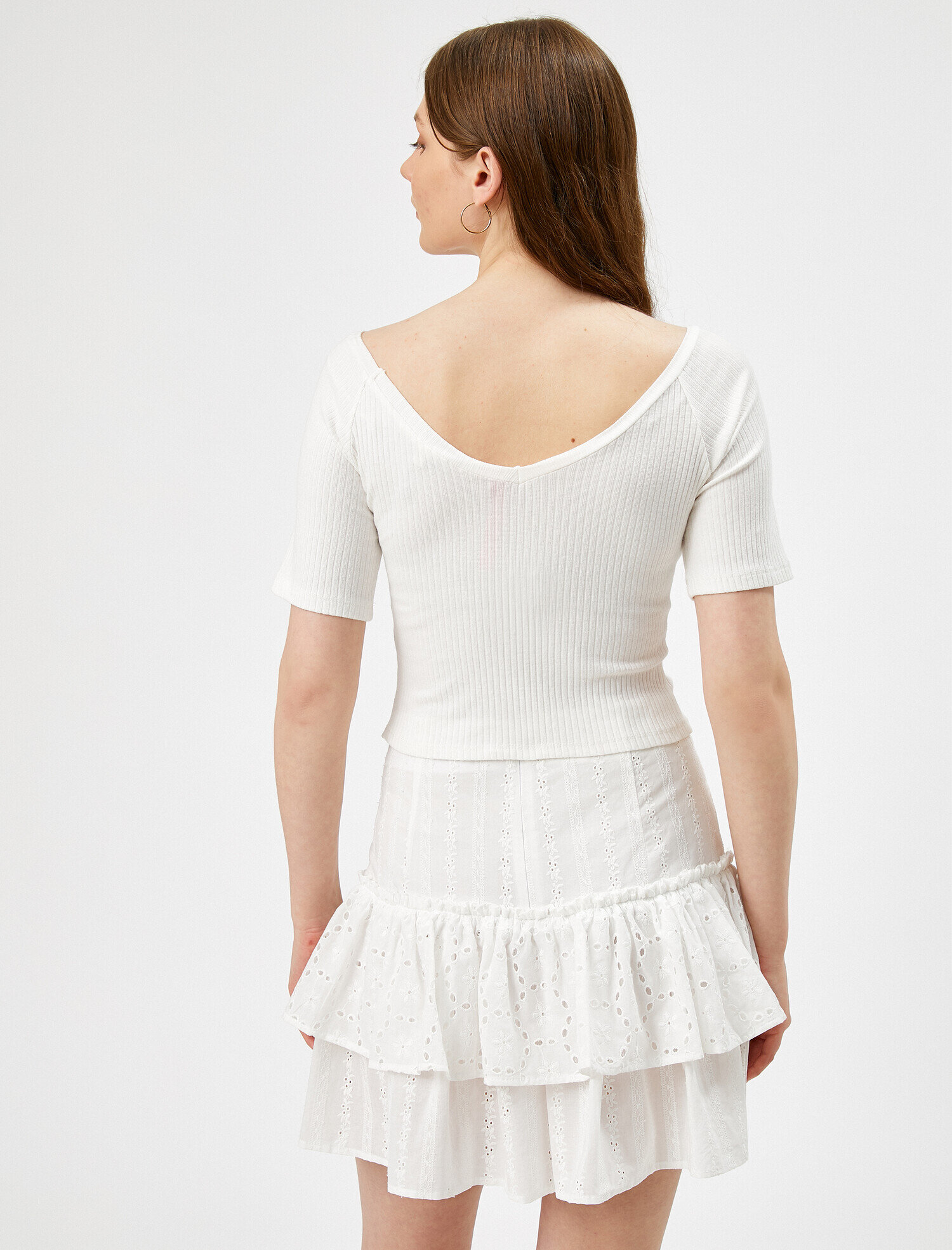   Crop Tişört Kısa Kollu Pamuklu