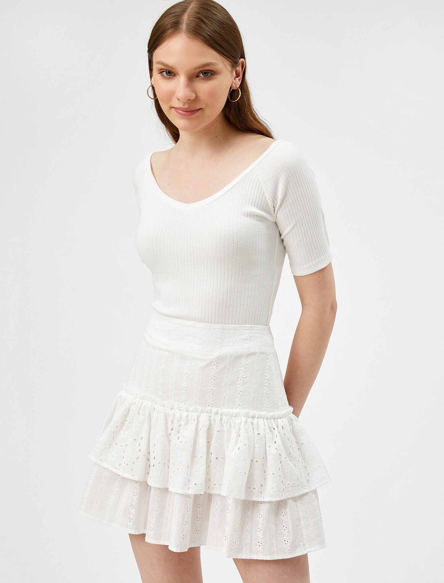   Crop Tişört Kısa Kollu Pamuklu