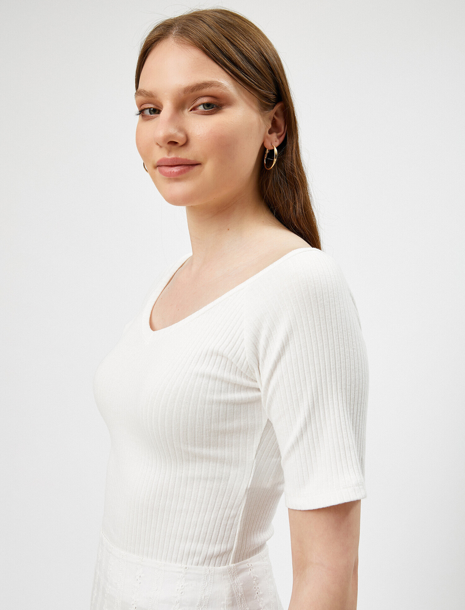   Crop Tişört Kısa Kollu Pamuklu