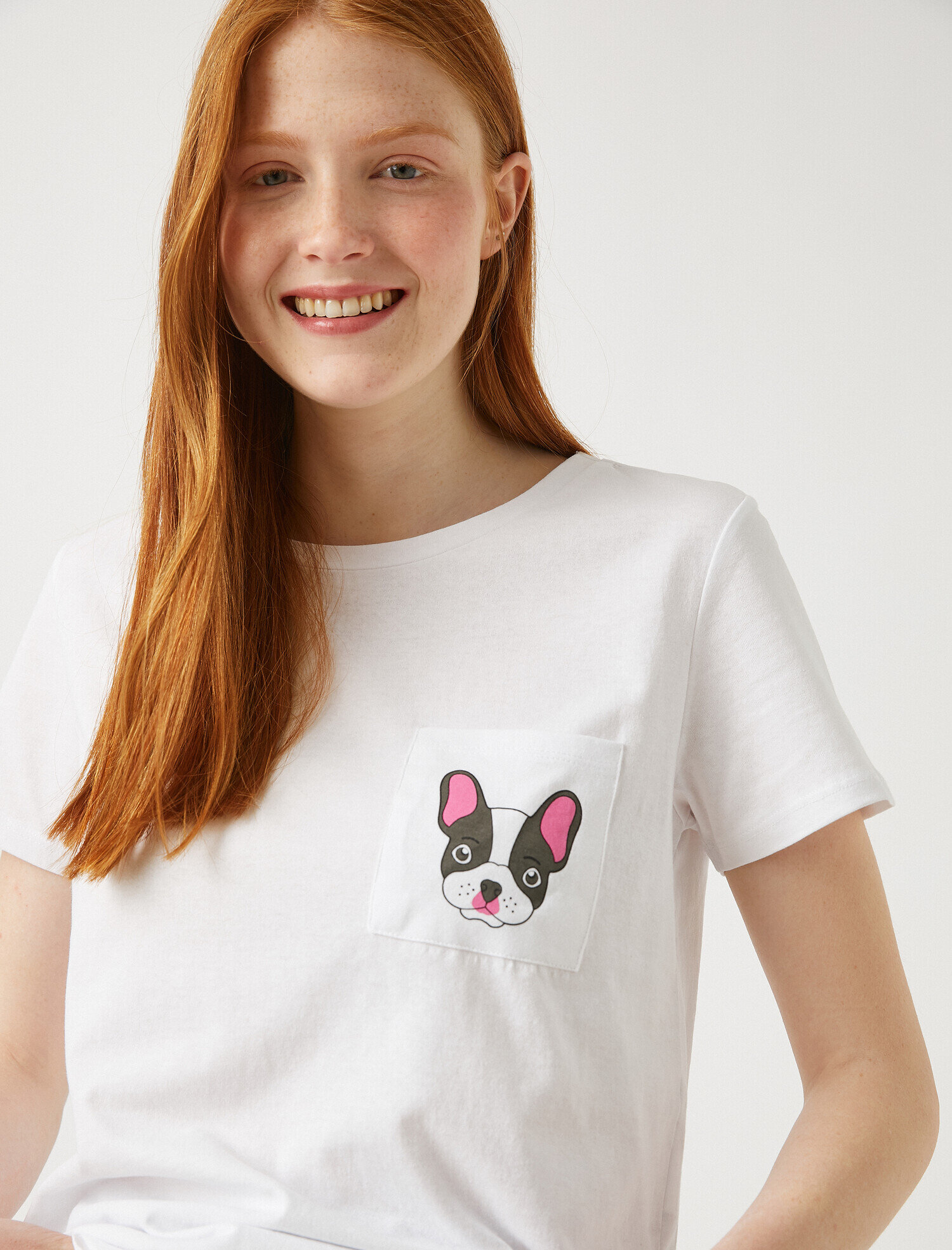   Baskılı Tişört Bisiklet Yaka Kısa Kollu Pamuklu