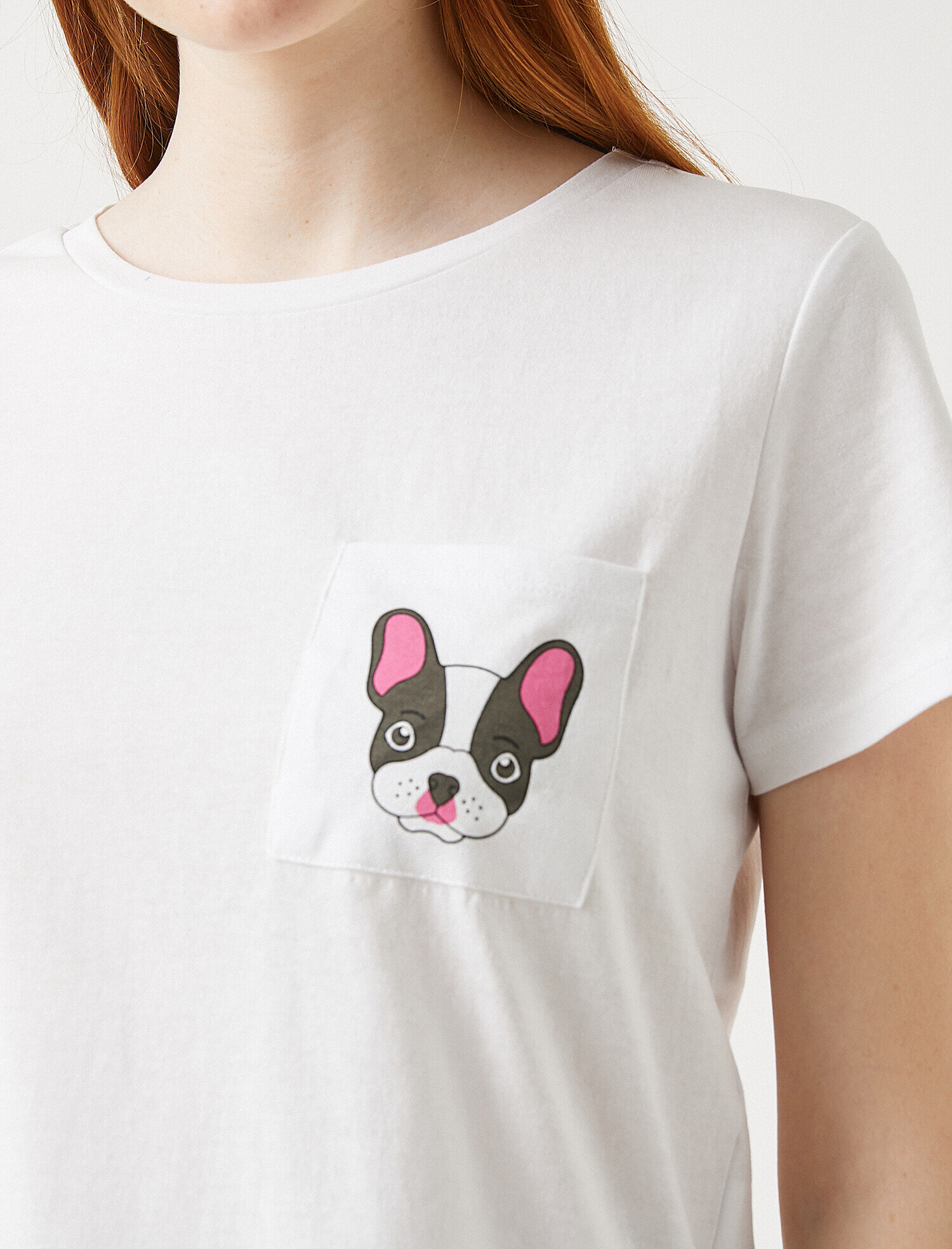   Baskılı Tişört Bisiklet Yaka Kısa Kollu Pamuklu