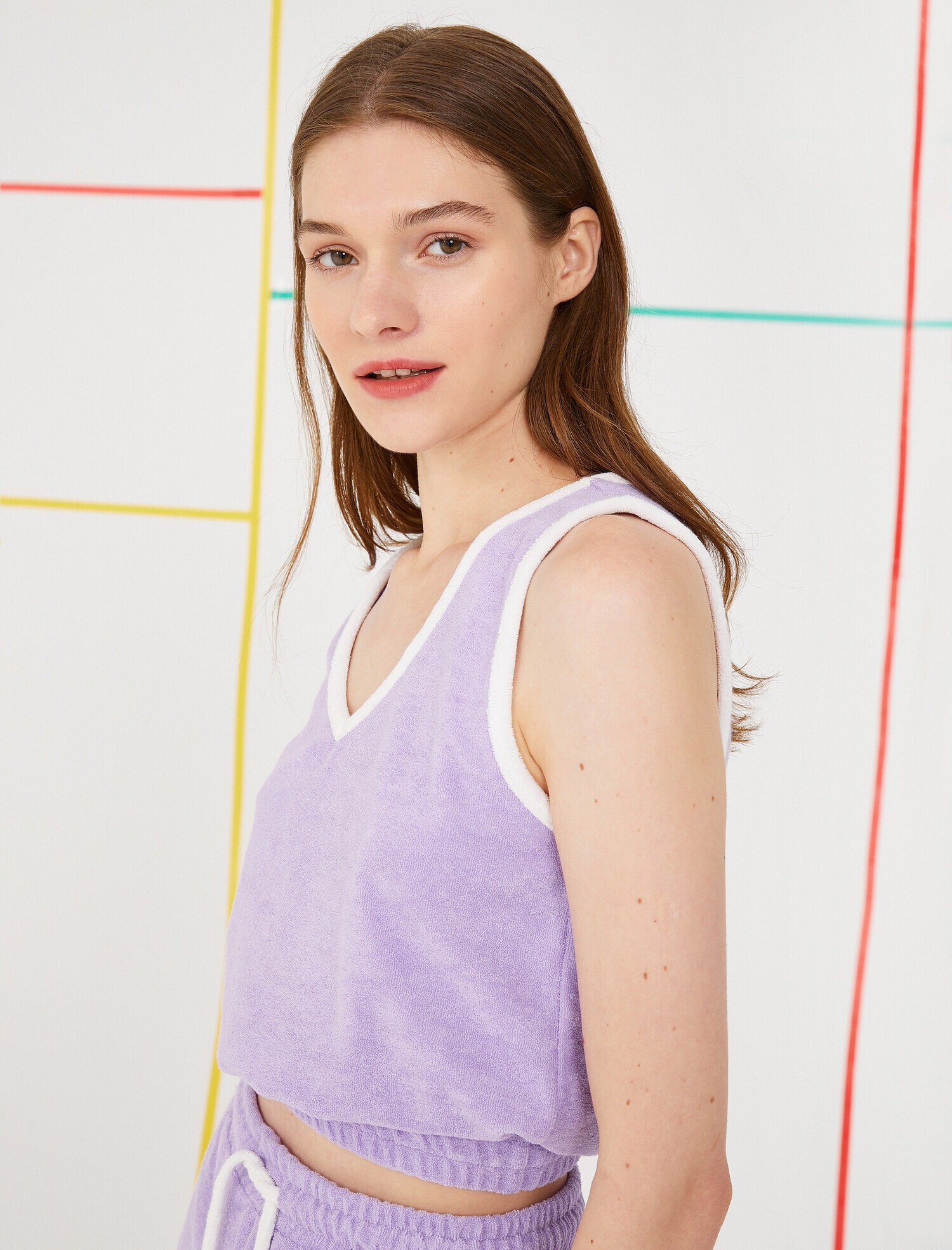   Şerit Detaylı Atlet Pamuklu Havlu