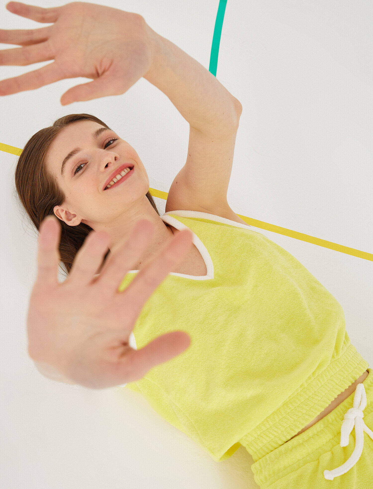   Şerit Detaylı Atlet Pamuklu Havlu