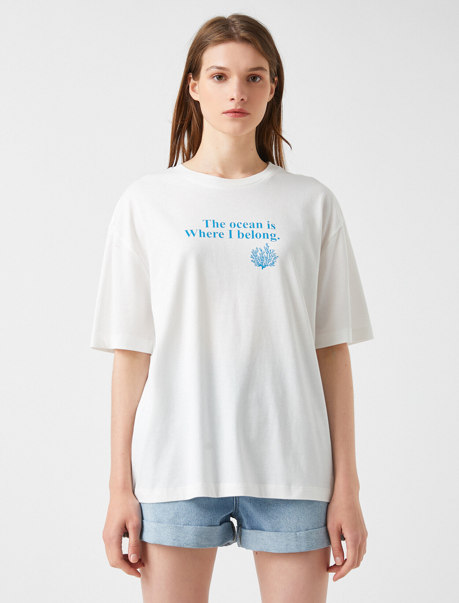   Baskılı Tişört Bisiklet Yaka Pamuklu