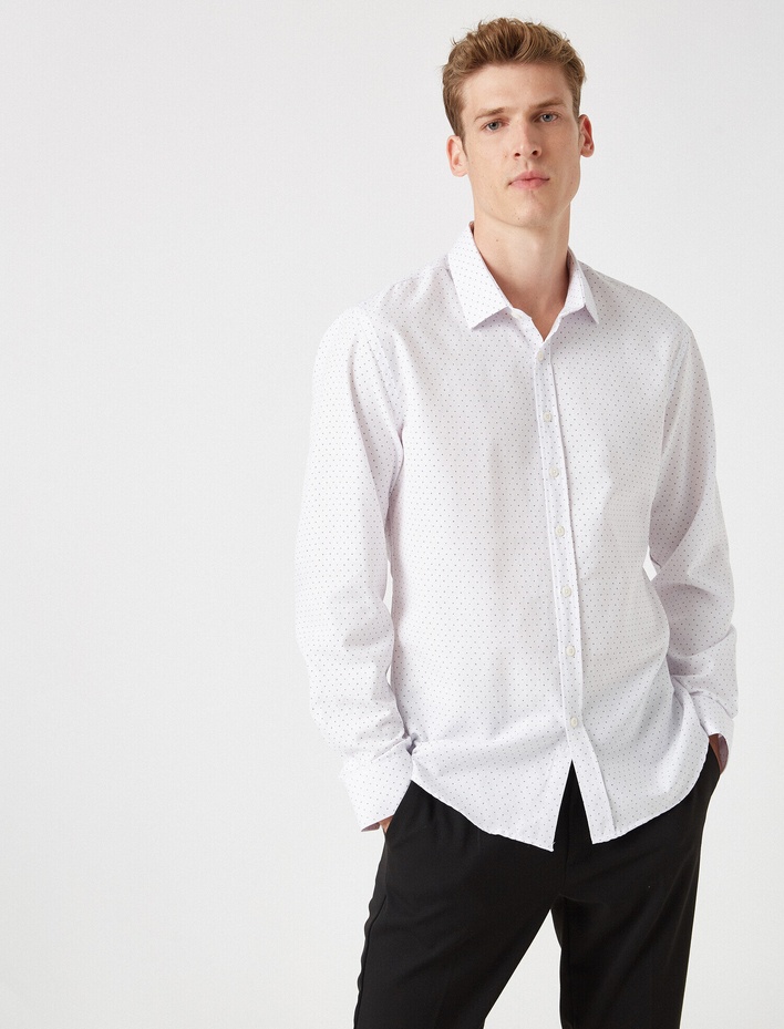  Slim Fit Klasik Yaka Uzun Kollu Gömlek Non Iron