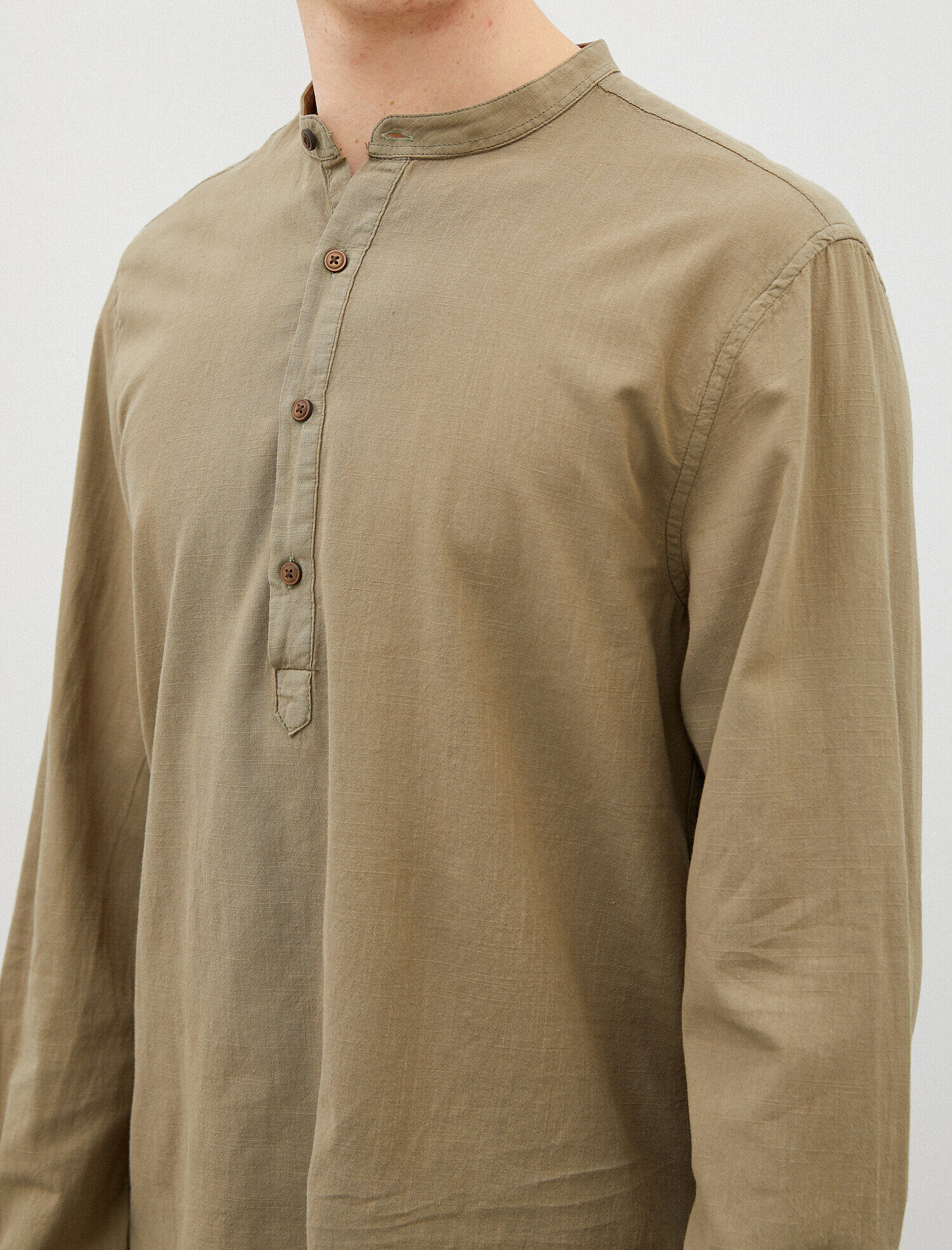   Mandarin Yaka Gömlek Poplin Pamuklu