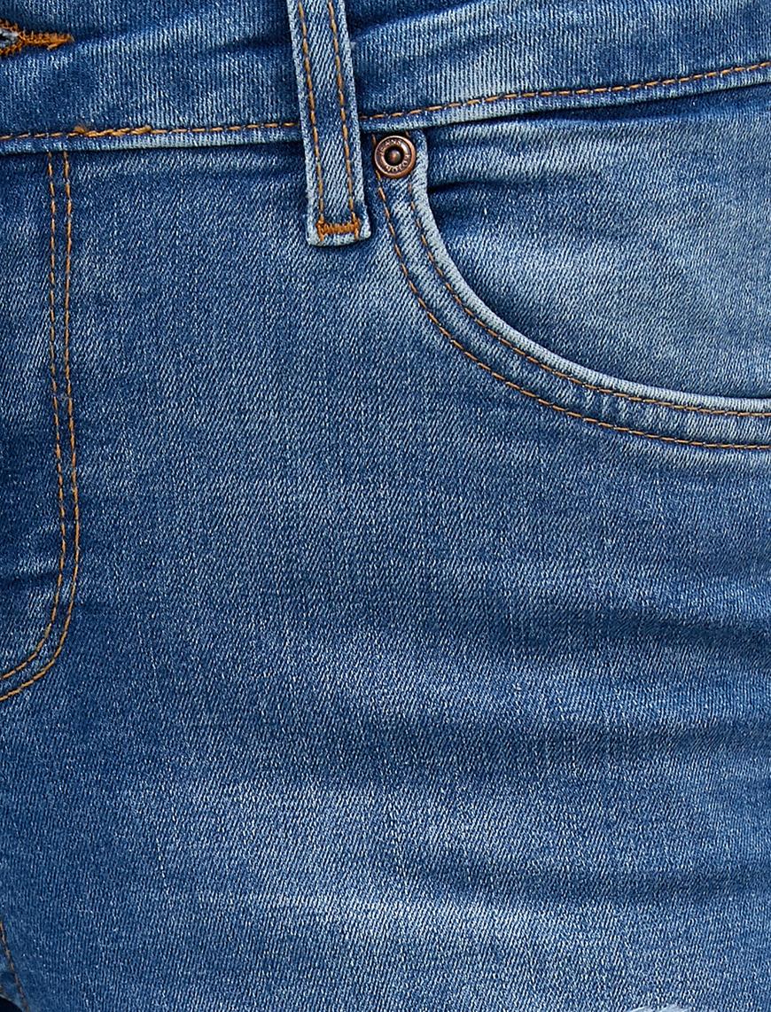   Skinny Fit Jean - Normal Bel Dar Kesim Dar Paça Pantolon Pamuklu