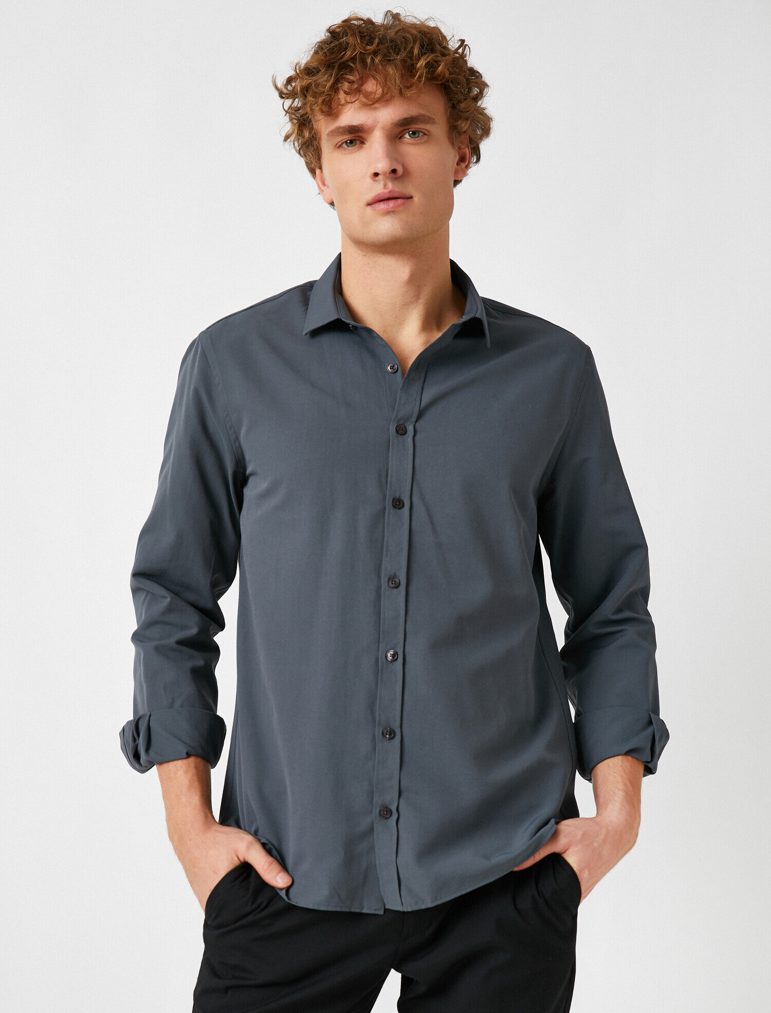   Klasik Yaka Uzun Kollu Basic Poplin Kumaştan Gömlek Non Iron