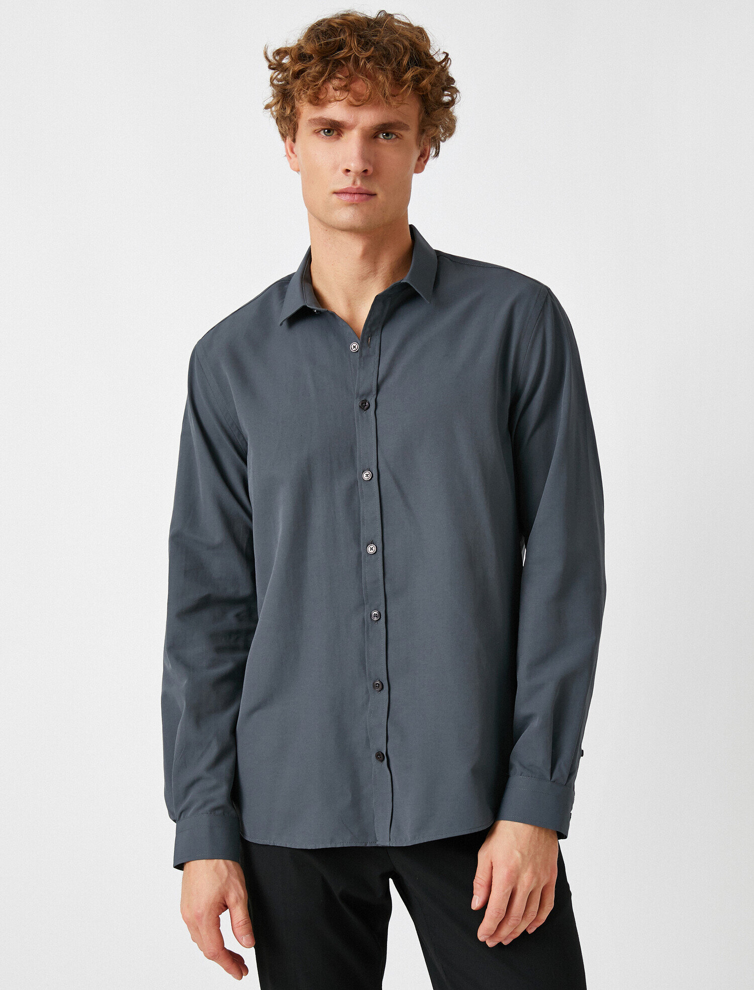   Klasik Yaka Uzun Kollu Basic Poplin Kumaştan Gömlek Non Iron