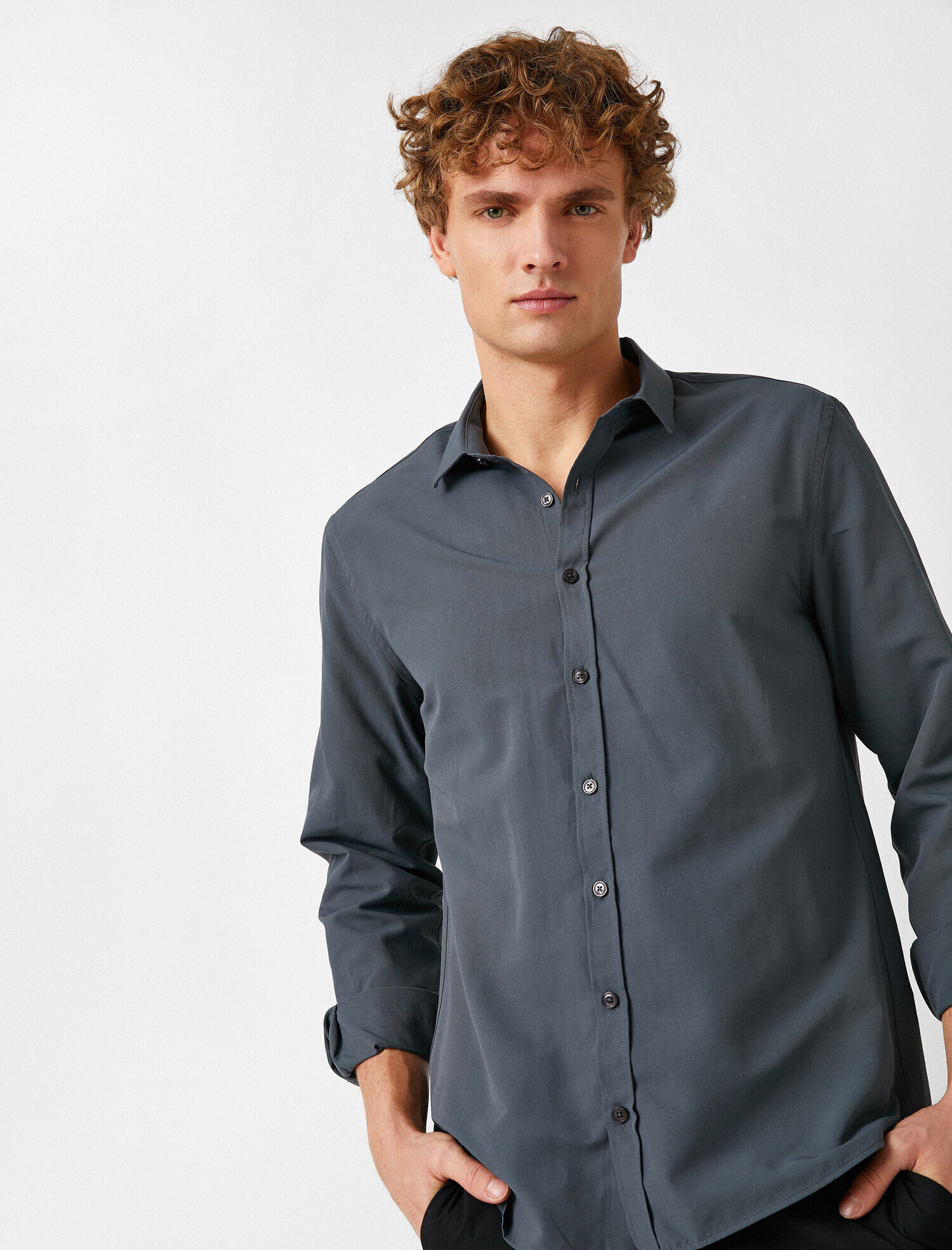   Klasik Yaka Uzun Kollu Basic Poplin Kumaştan Gömlek Non Iron