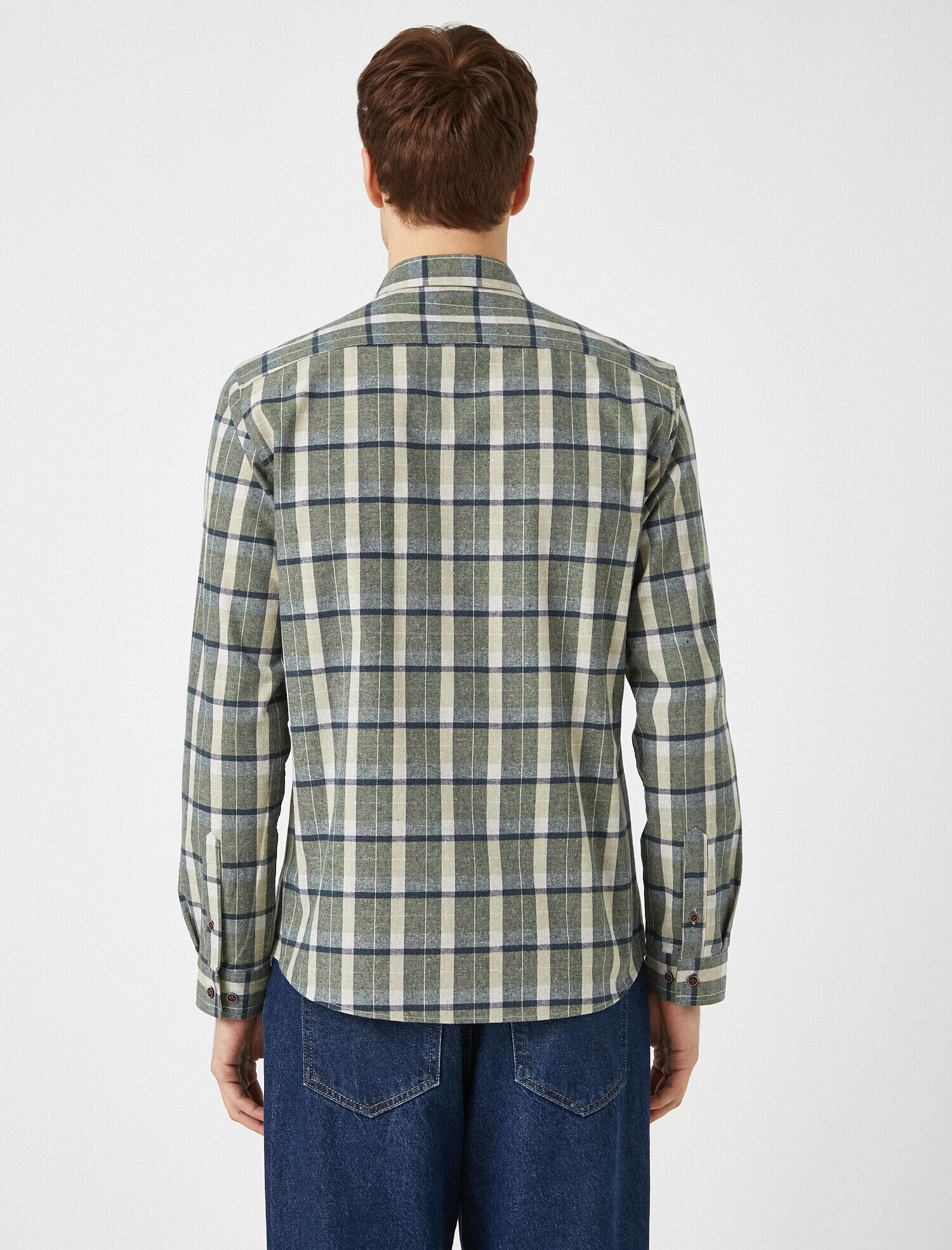   Kareli Uzun Kollu Klasik Yaka Gömlek