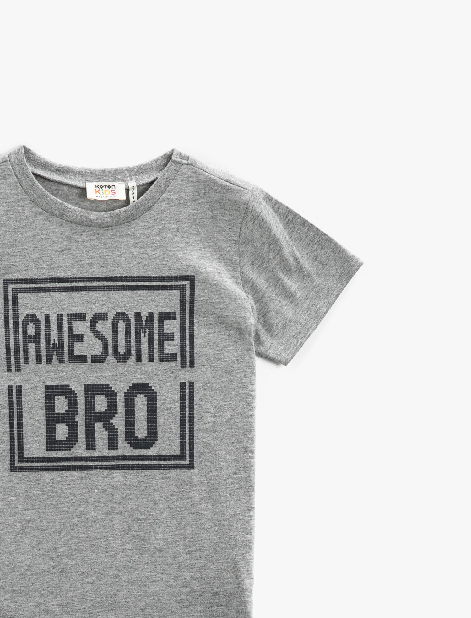  Erkek Çocuk Kısa Kollu Tişört Yazılı Baskılı Bisiklet Yaka Pamuklu