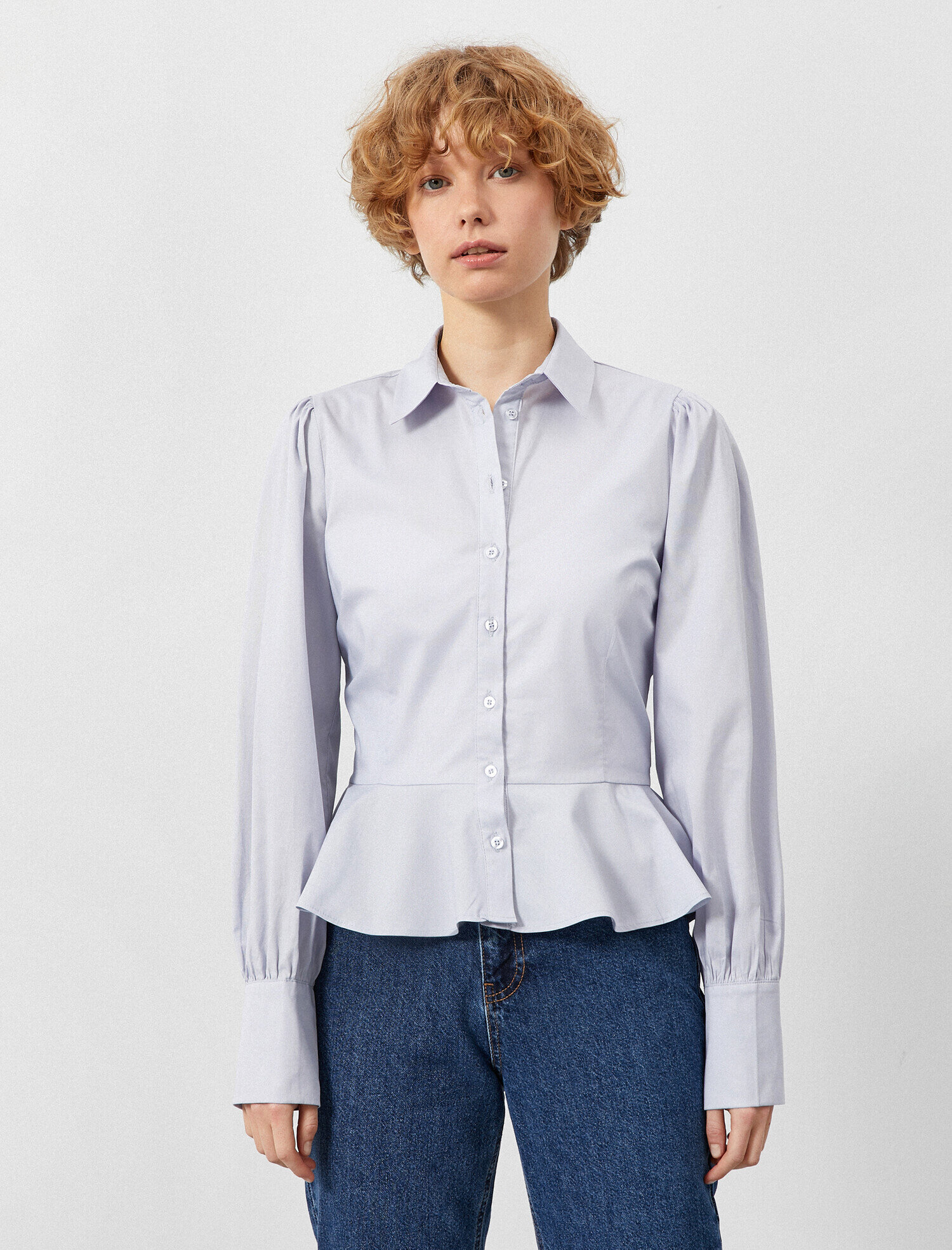   Balon Kol Gömlek Pamuklu Fırfır Detaylı