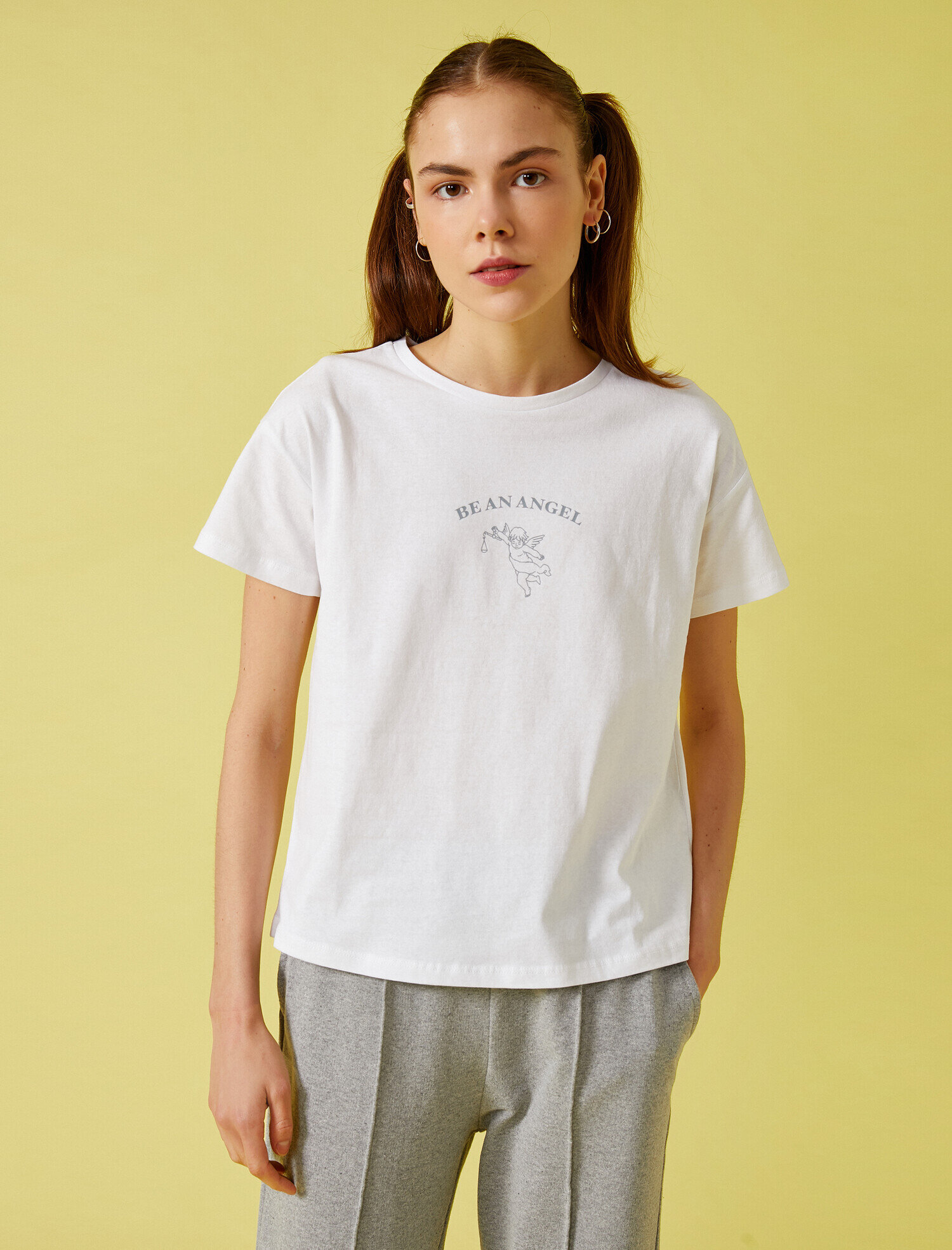   Yazılı Baskılı Tişört Bisiklet Yaka Pamuklu