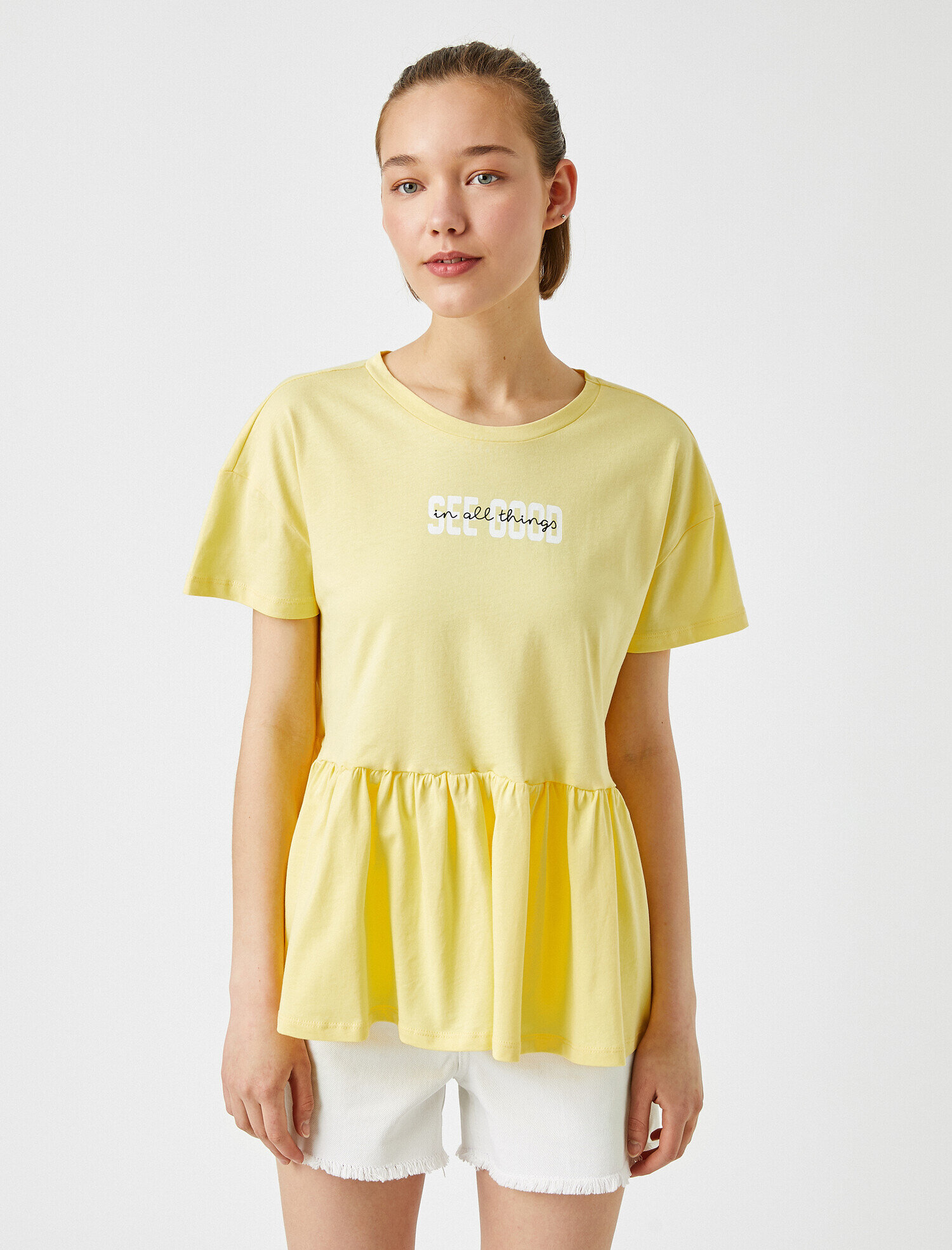   Baskılı Tişört Bisiklet Yaka Pamuklu