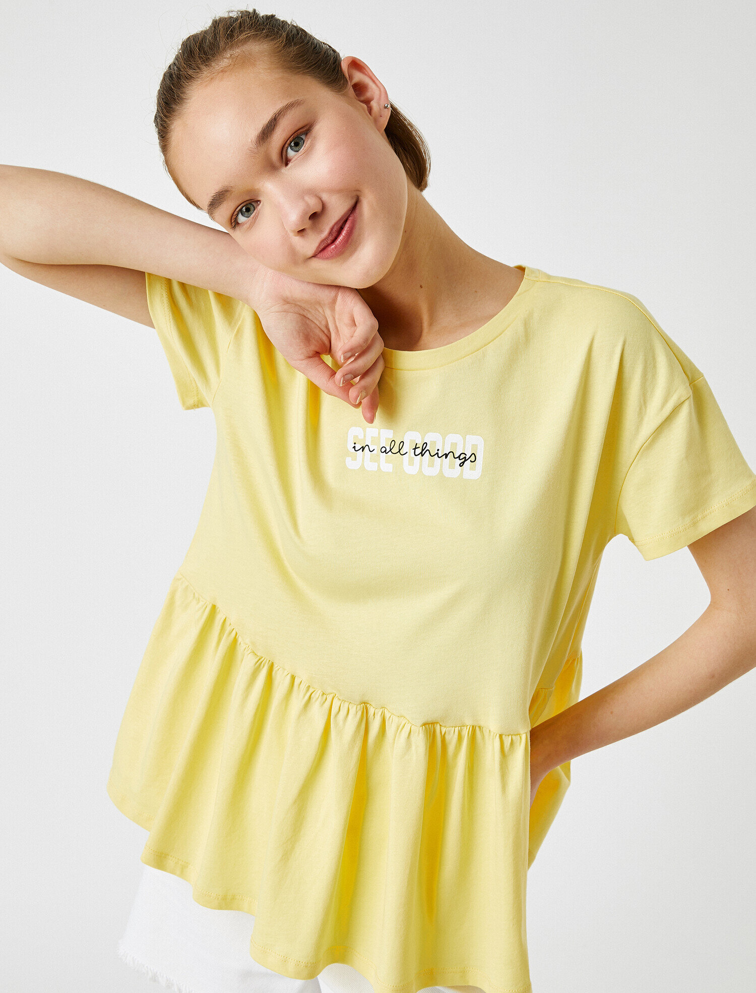   Baskılı Tişört Bisiklet Yaka Pamuklu