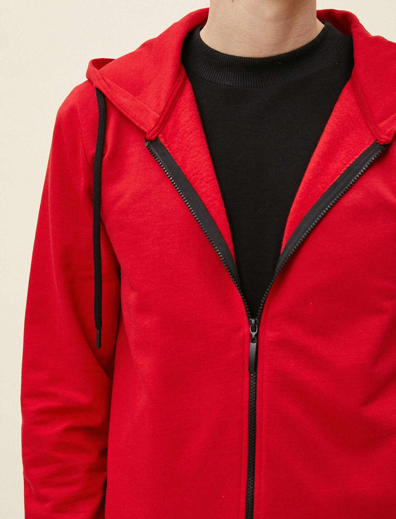   Kapüşonlu Pamuklu Fermuarlı Sweatshirt