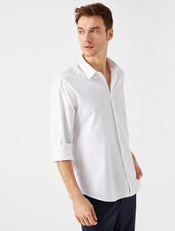Klasik Yaka Uzun Kollu Basic Pamuklu Gömlek Non Iron