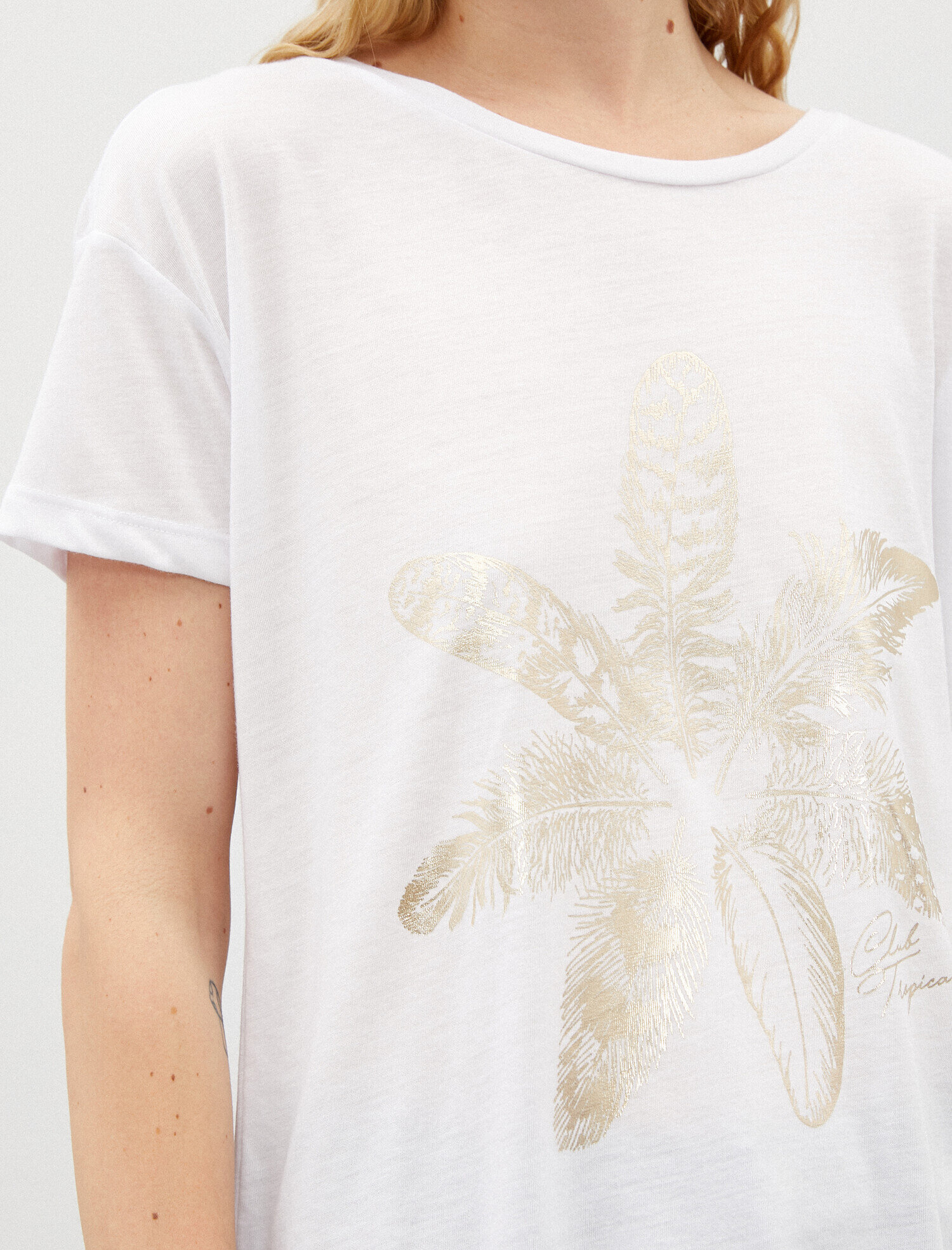   Baskılı Tişört Metalik Bisiklet Yaka Oversize