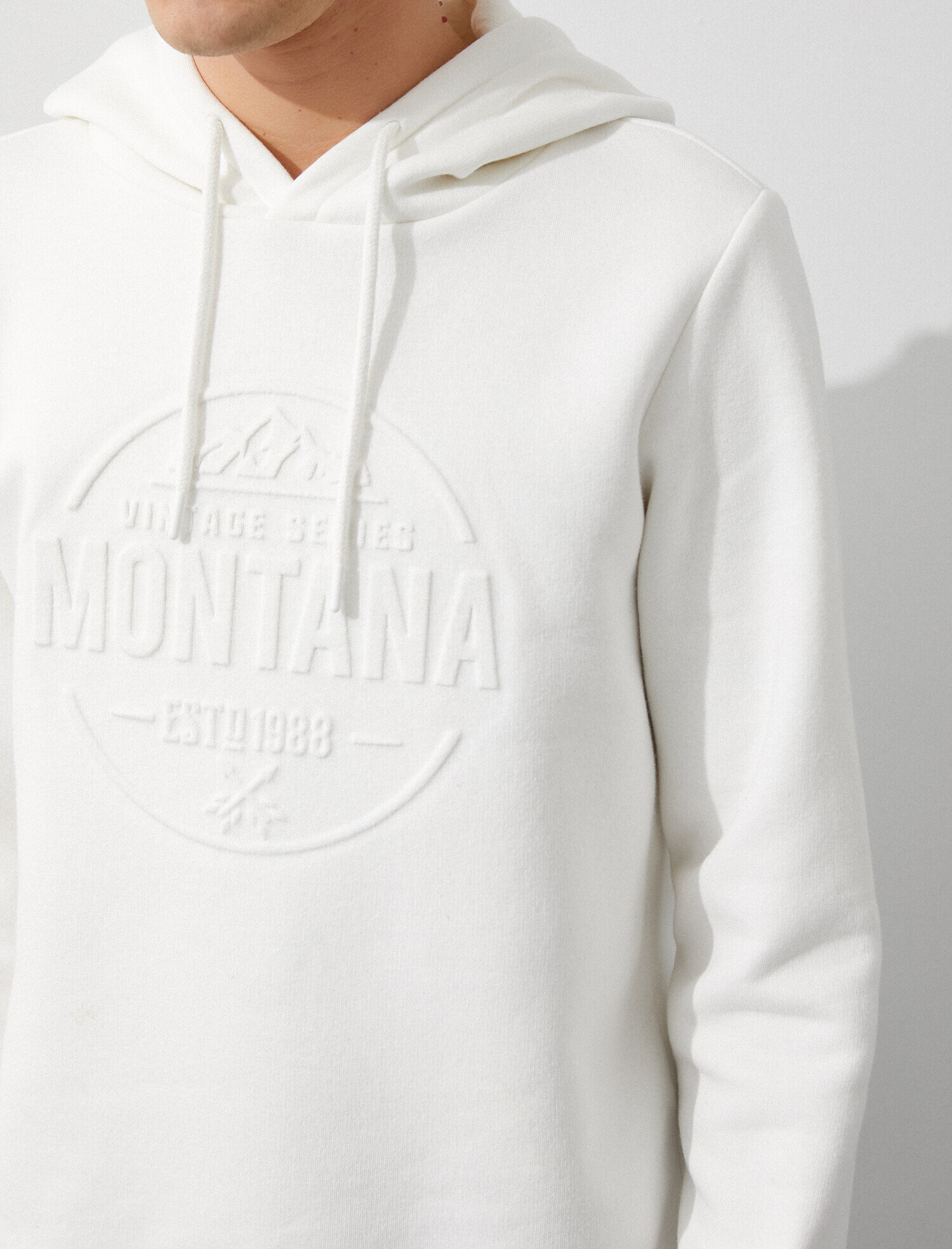   Pamuklu Kapüşonlu Yazılı Kabartmalı Uzun Kollu Sweatshirt