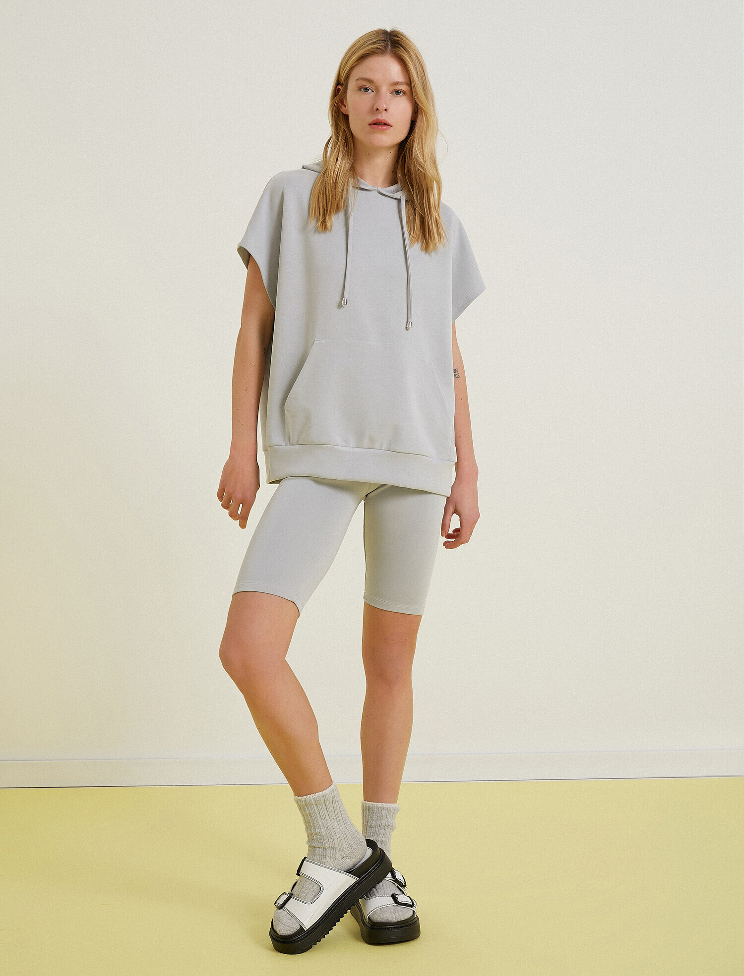   Bisiklet Şortu Beli Lastikli Biker Tayt