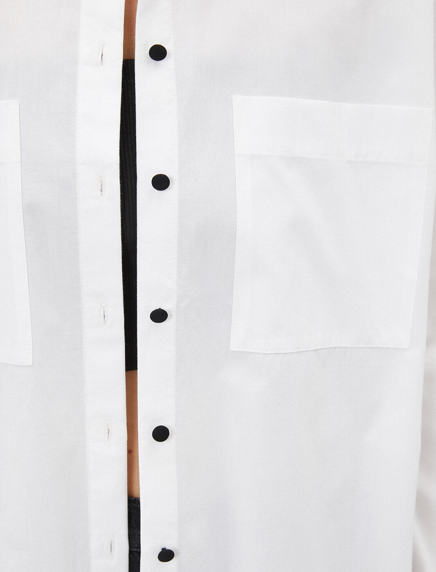   Oversize Gömlek Poplin Pamuklu Düğme Detaylı