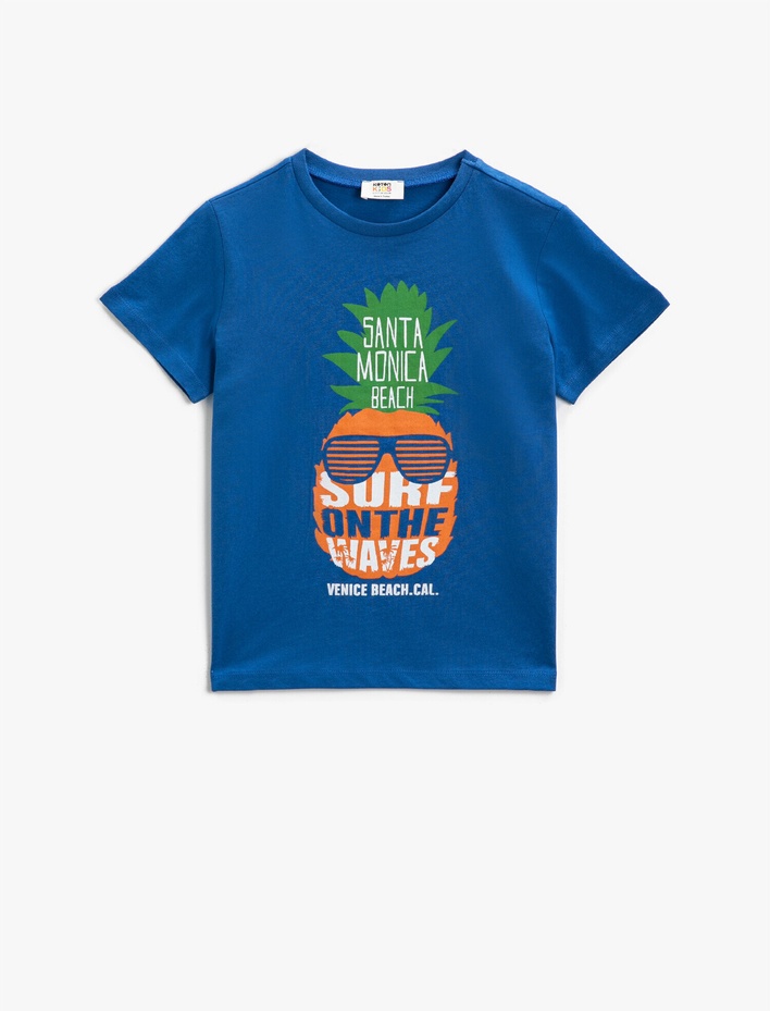 Erkek Çocuk Baskılı Tişört Pamuklu Bisiklet Yaka Kısa Kollu