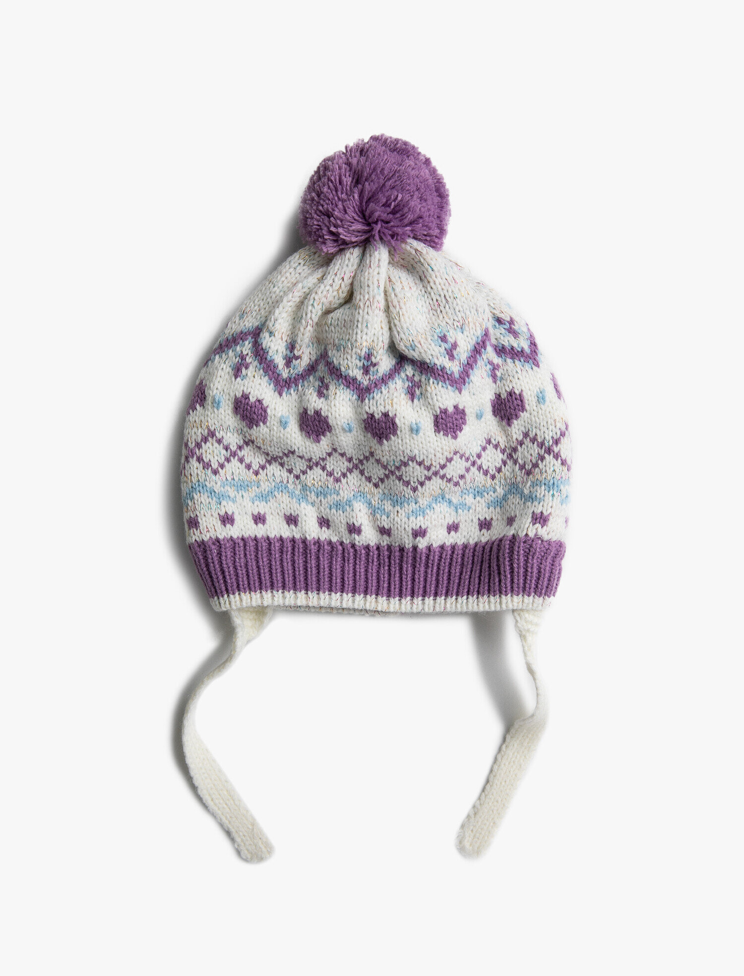  Kız Bebek Ponponlu Desenli Bere Seti