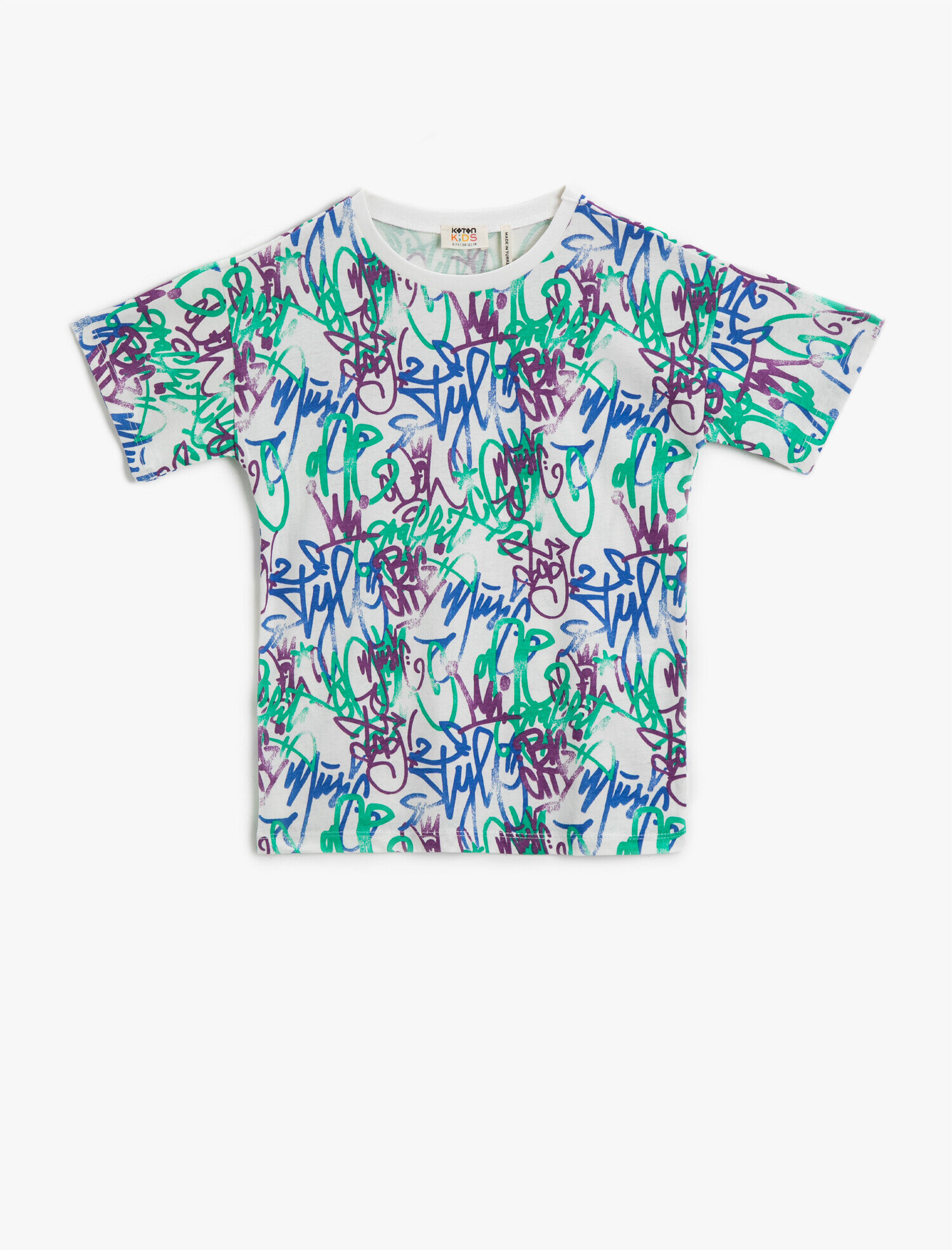  Erkek Çocuk Baskılı Tişört Pamuklu Kısa Kollu Bisiklet Yaka Kısa Kollu