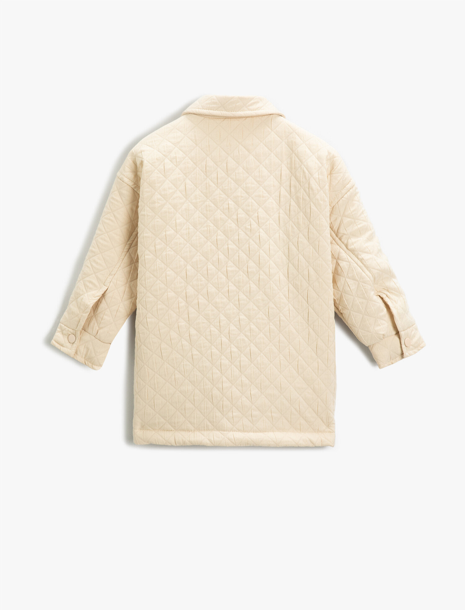  Kız Çocuk Kapitone Gömlek Ceket Uzun Kollu Çift Cepli