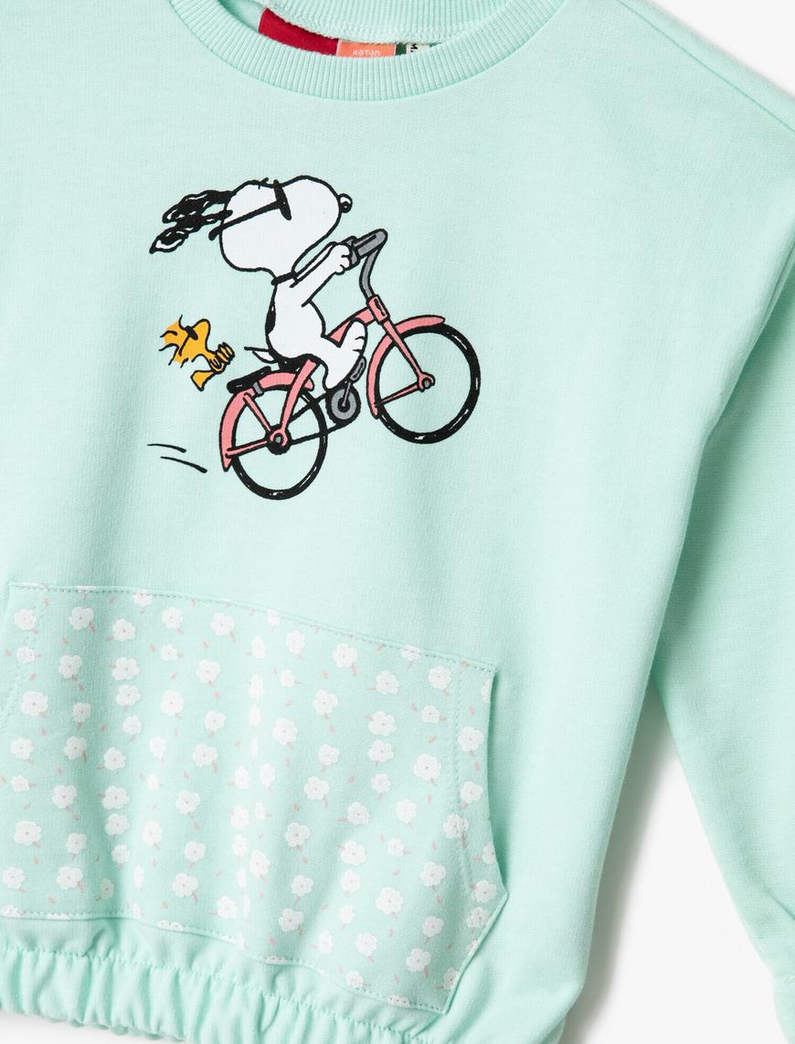  Kız Bebek Snoopy Baskılı Pamuklu Sweatshirt